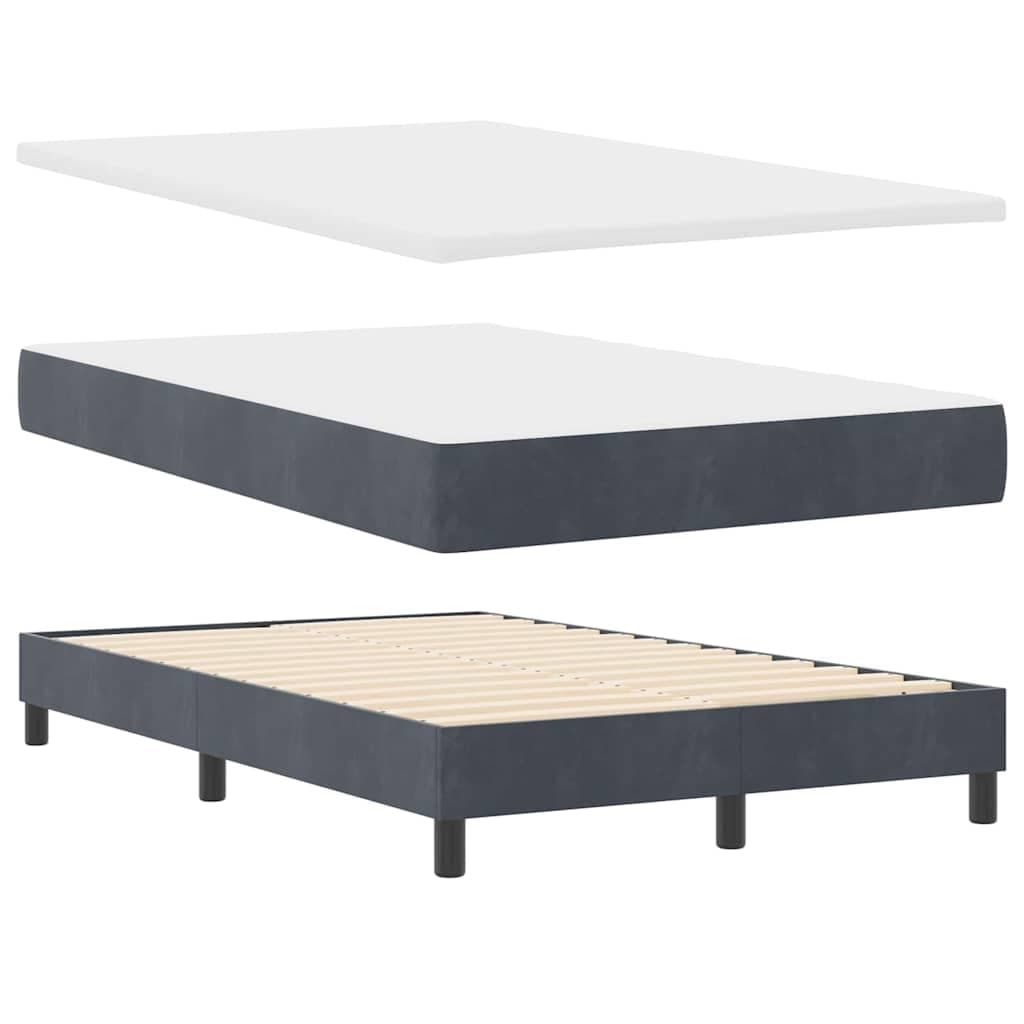 vidaXL Cama Box Spring LED com led Cinza Escuro 120 x 190 cm Veludo