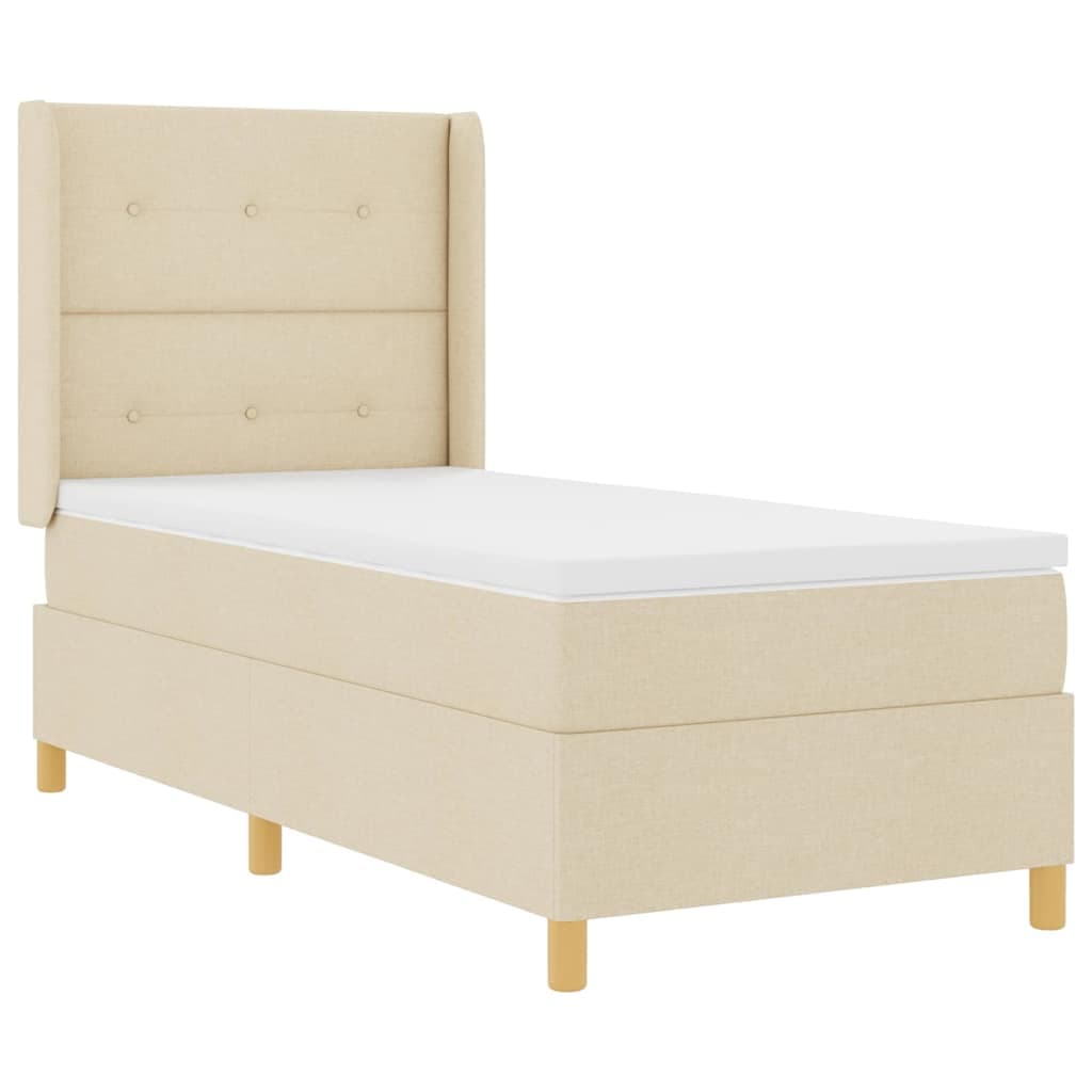 vidaXL Cama Box Spring com Colchão e led Creme 100x200 cm Tecido - 4194295737