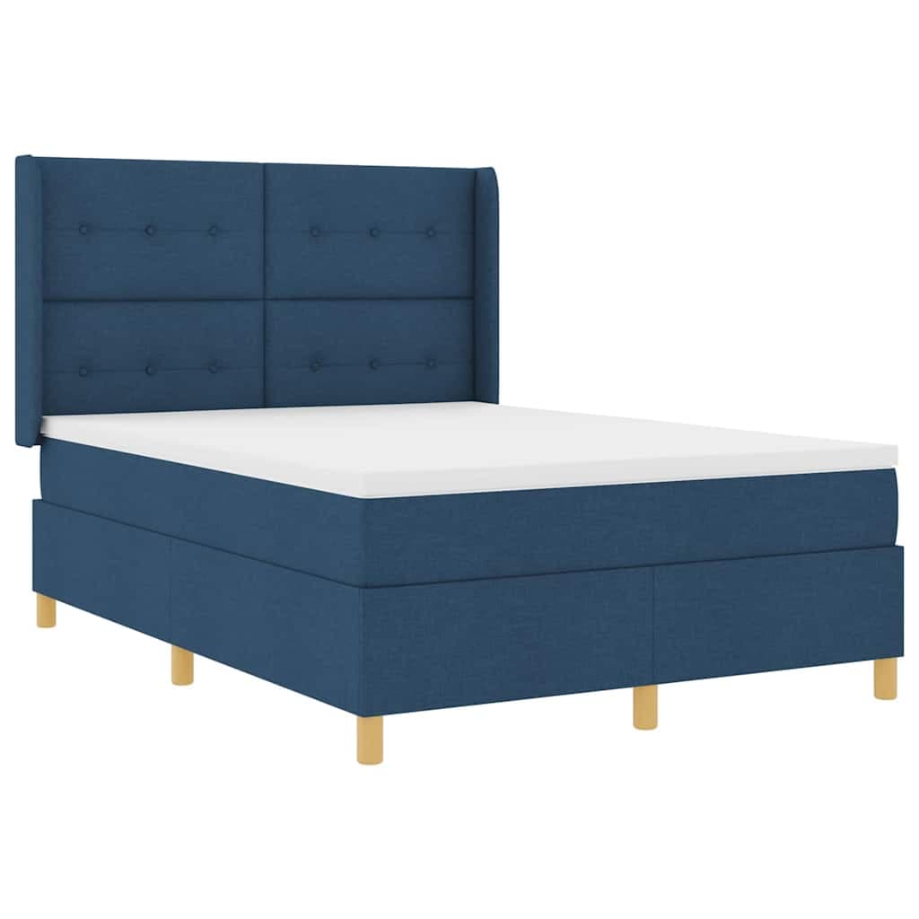 vidaXL Cama Box com fitas LED com cabeceira Azul 140 x 200 cm tecido