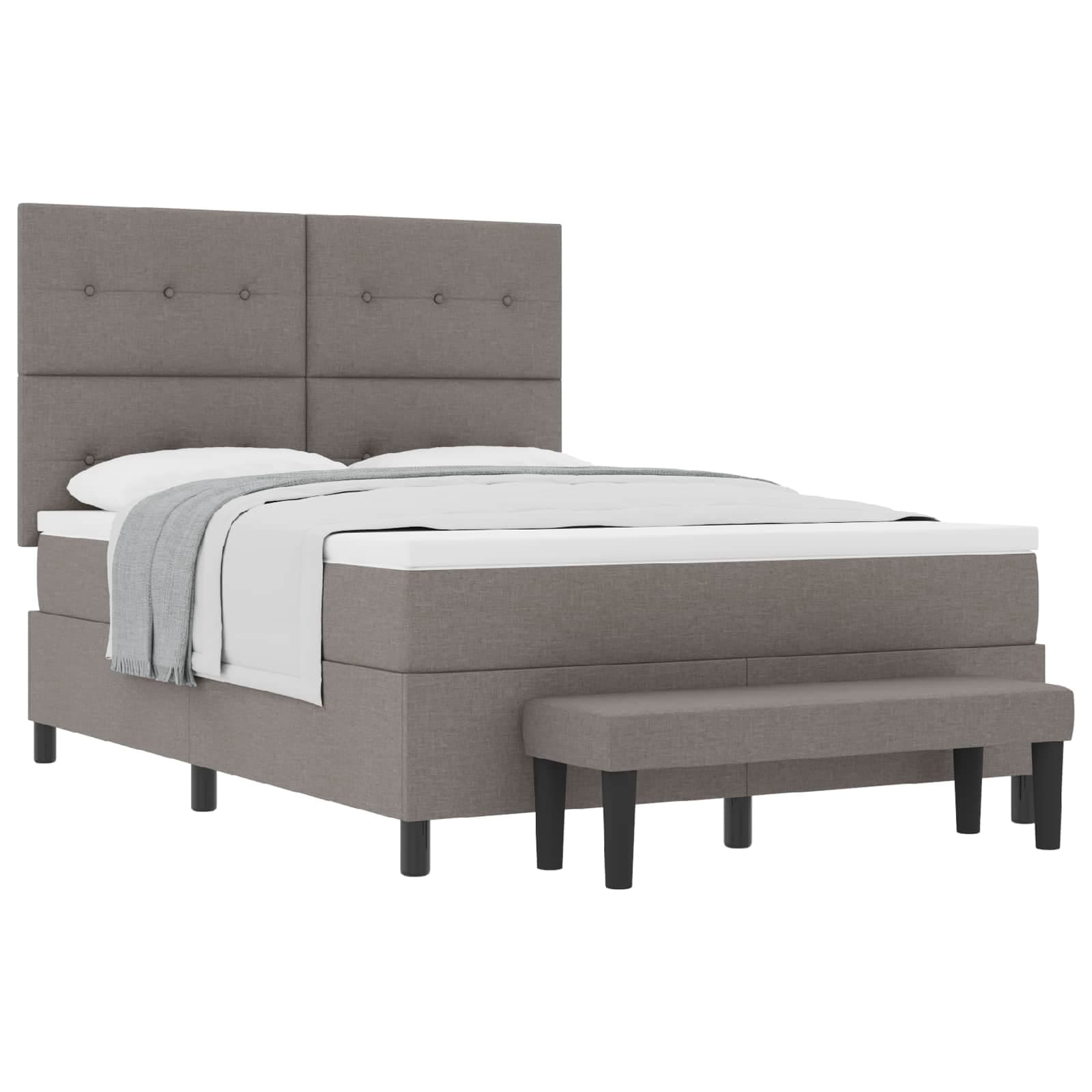 vidaXL Cama Box com cabeceira Cinzento-acastanhado 140 x 200 cm tecido