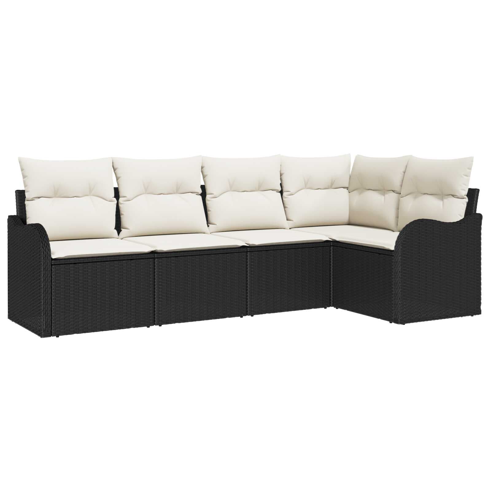vidaXL Conjunto de Sofá de Jardim 5 pcs Preto vime PE