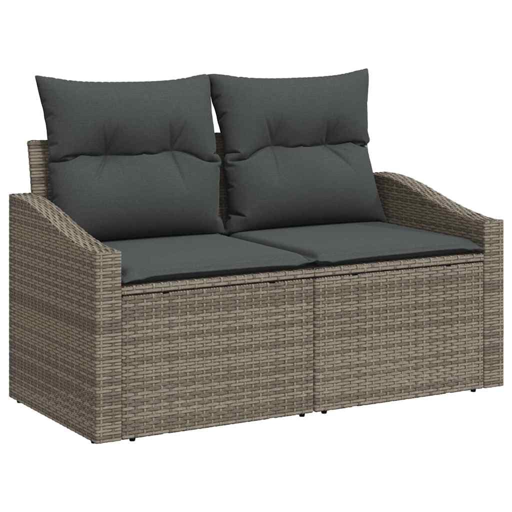 vidaXL Conjunto de Sofás com almofada 7 pcs Cinzeto vime PE