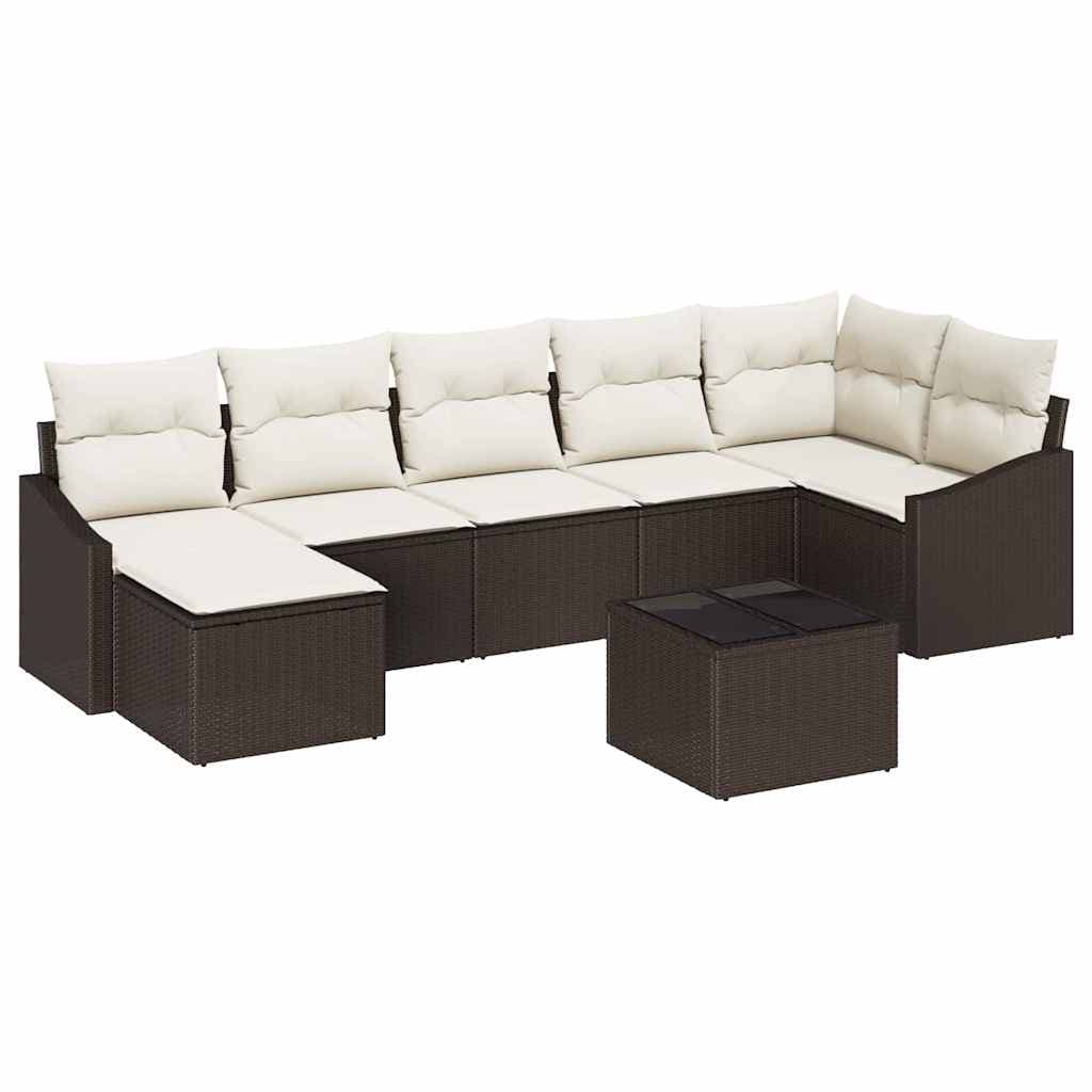 vidaXL Conjunto de Sofá de Jardim 8 pcs Marrom e Creme vime PE