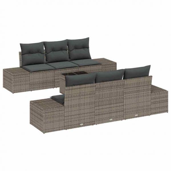 vidaXL Conjunto de Sofá de Jardim com Almofada 8 Peças Cinzeto Vime Pe - 964714167