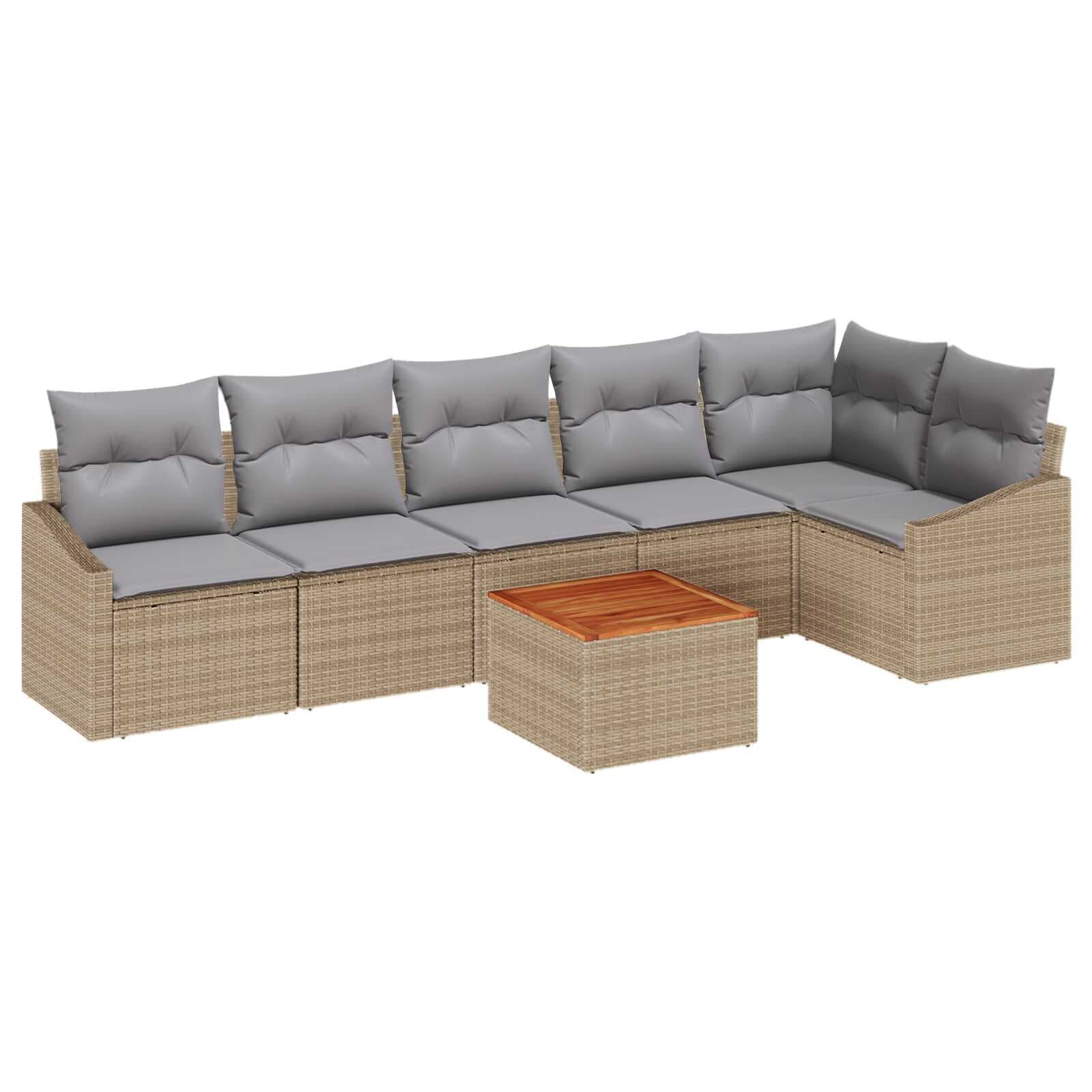 vidaXL Conjunto de Sofá de Jardim 7 pcs Bege e Cinza Claro vime PE