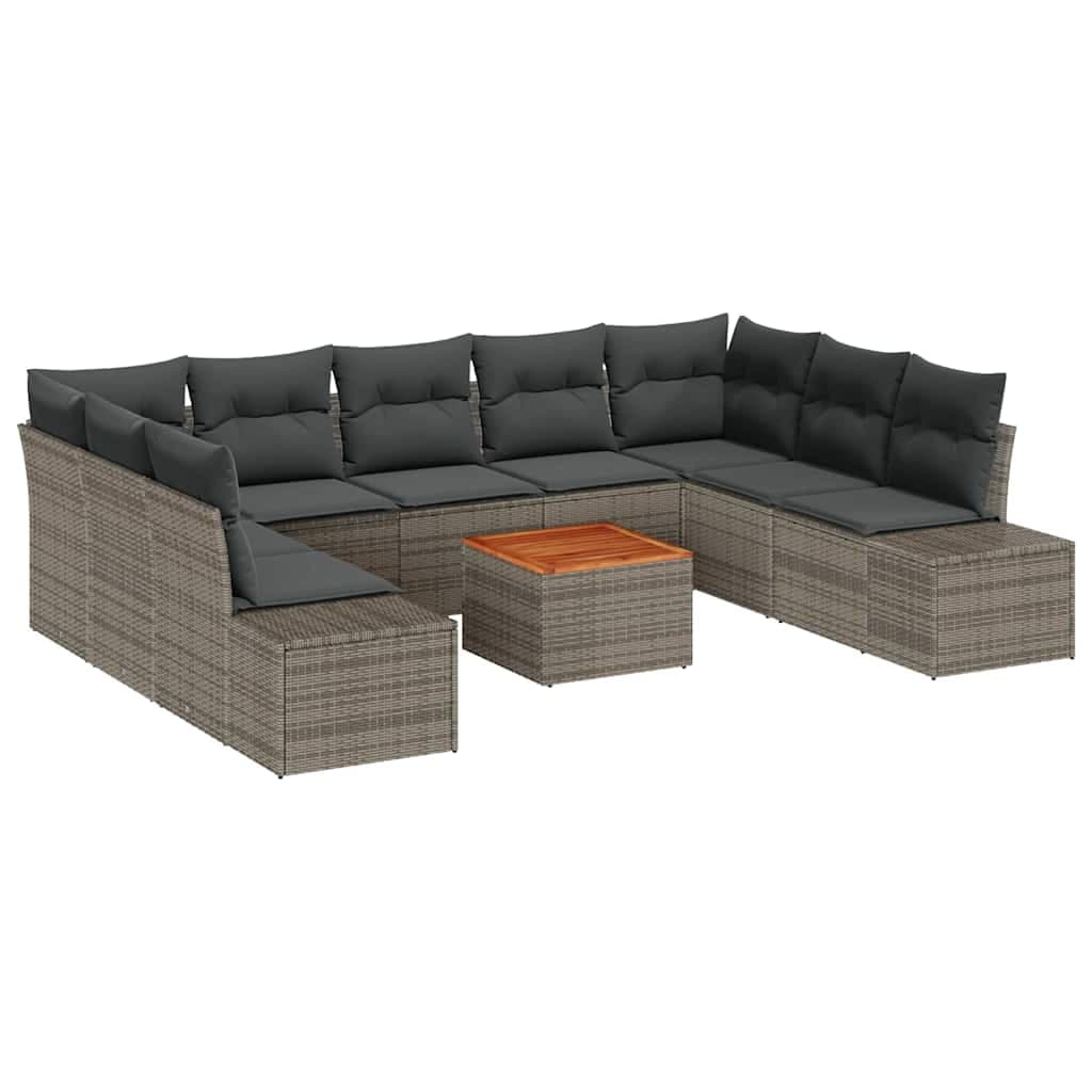 vidaXL Conjunto de Sofá de Jardim com armazenamento 10 pcs Cinzeto