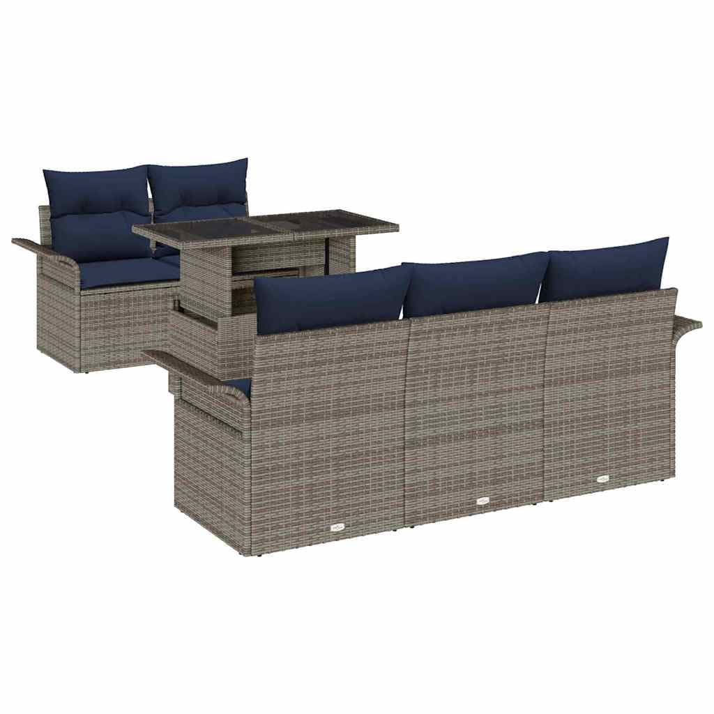 vidaXL Conjunto de Sofá de Jardim com almofada 6 pcs Cinzeto