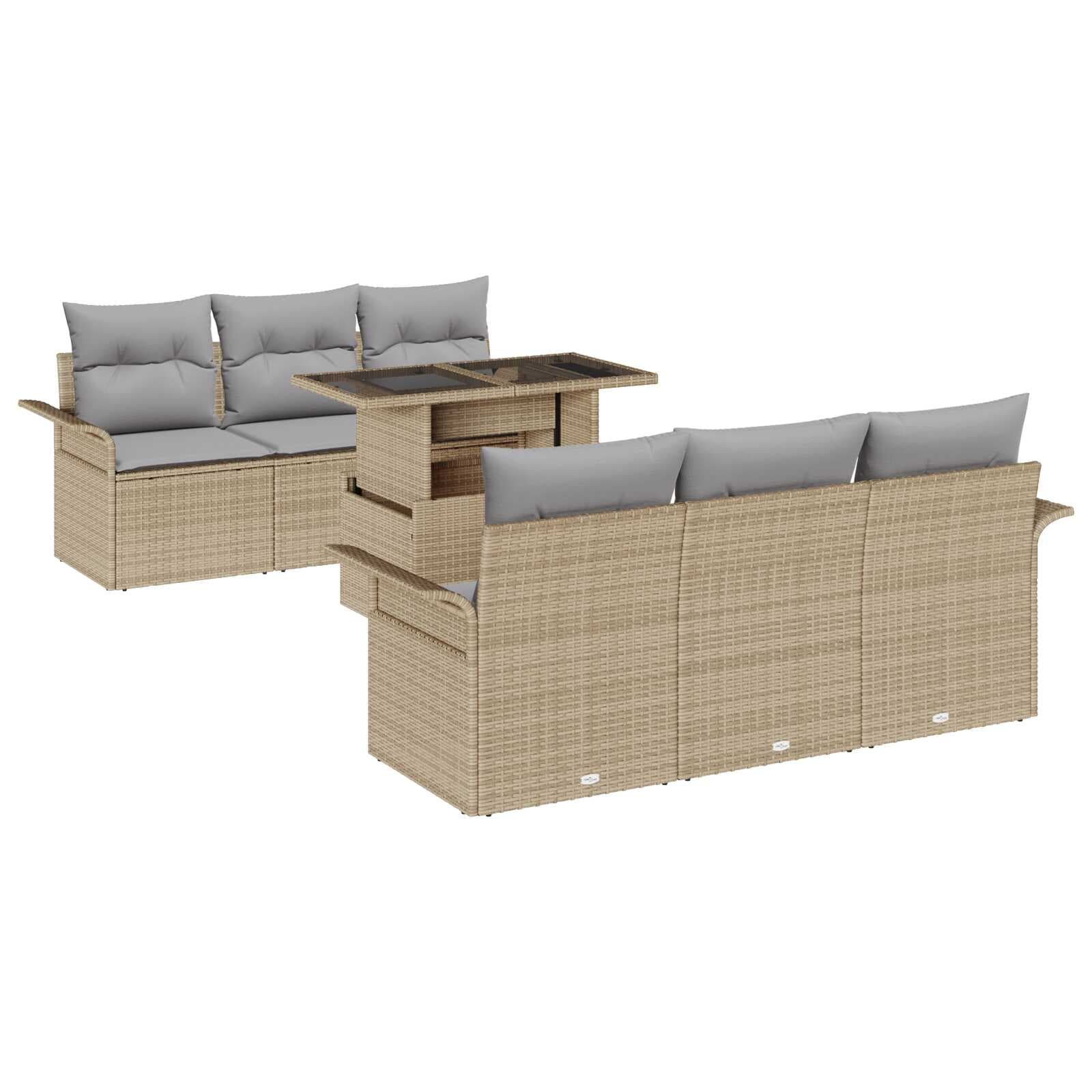 vidaXL Conjunto de Sofá de Jardim 7 pcs Bege Rattan de Polipropileno