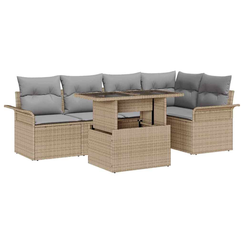 vidaXL Conjunto de Sofá de Jardim 6 Peças Bege Rattan Sintético - 737894597