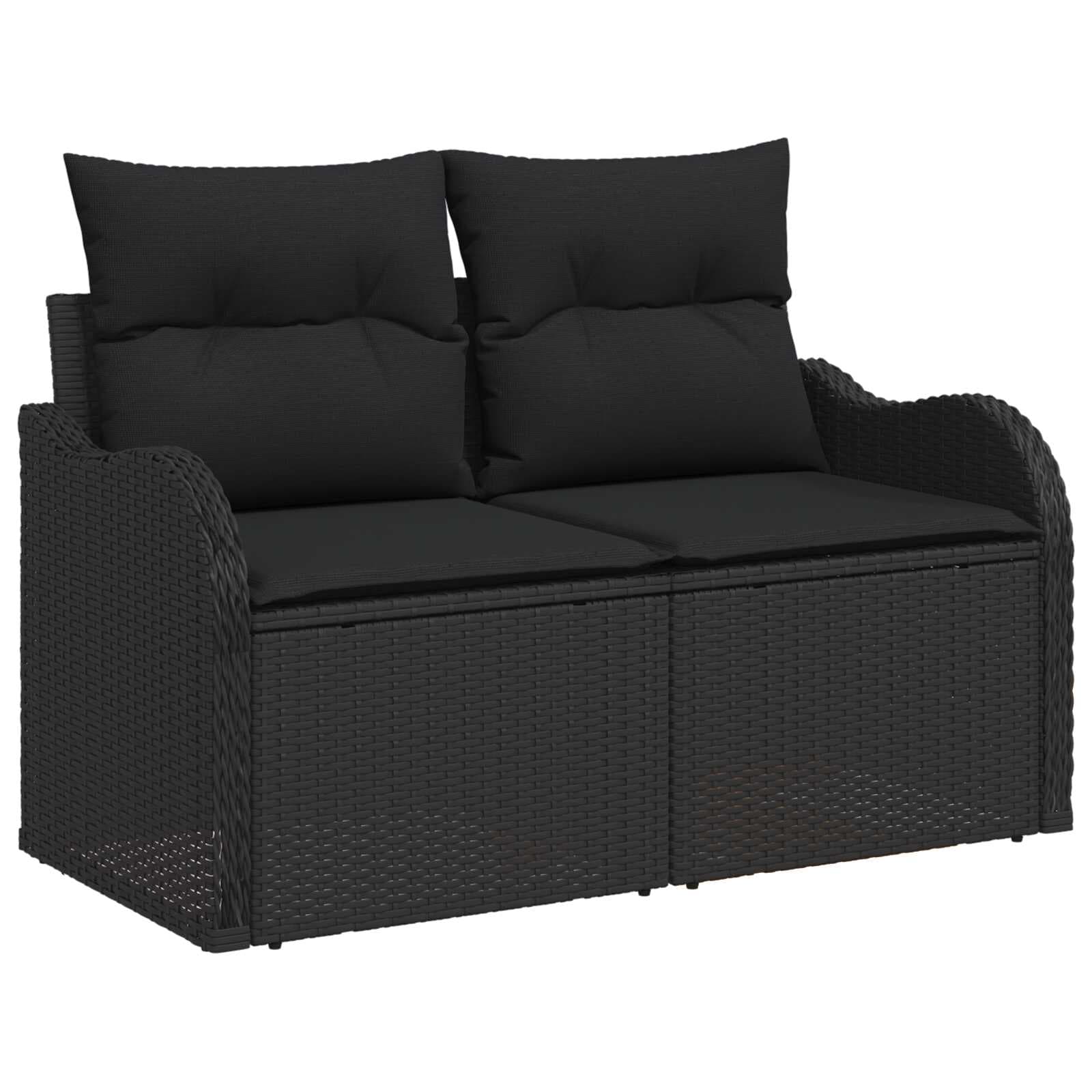 vidaXL Conjunto de Sofá de Jardim 6 pcs Preto Rattan de Polipropileno