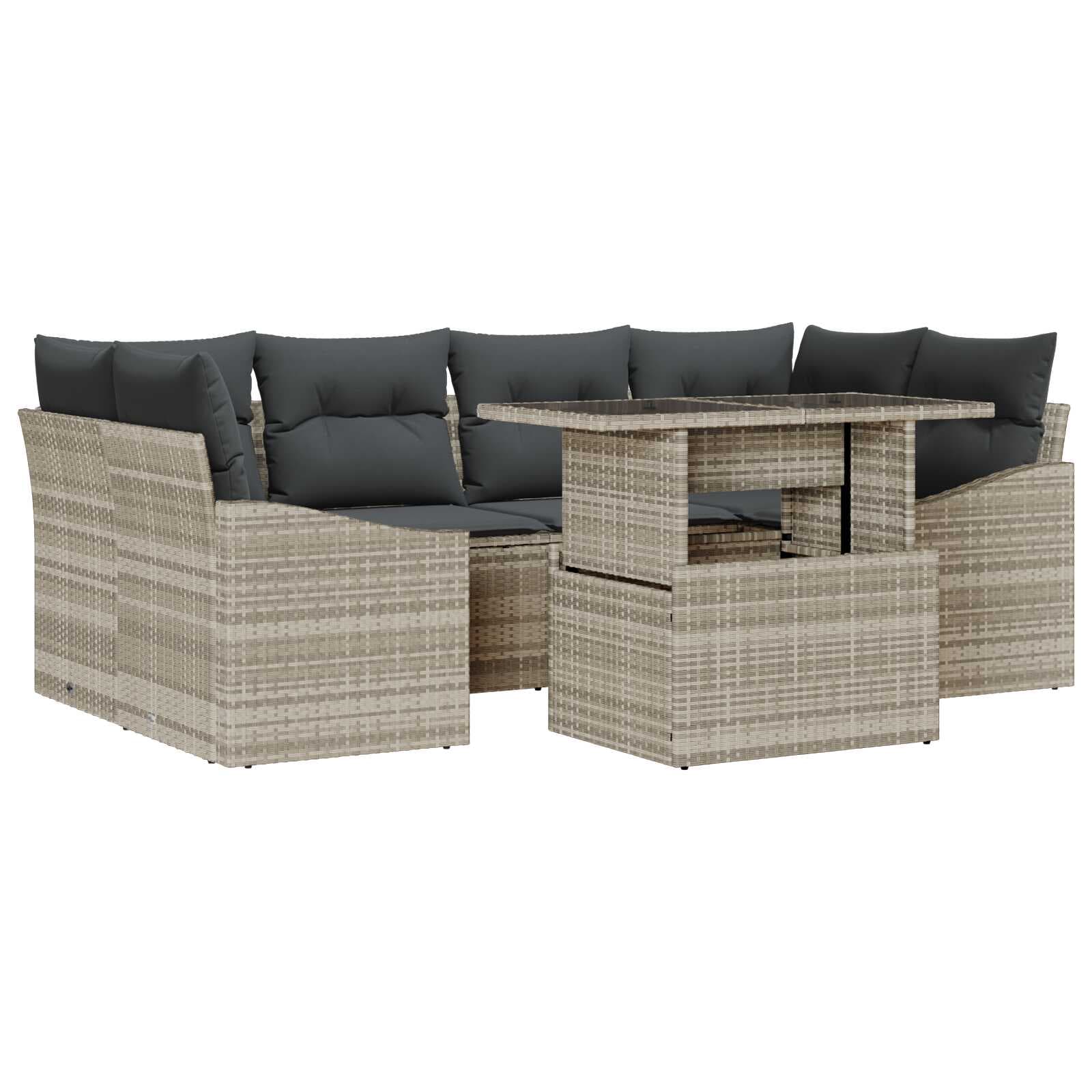 vidaXL Conjunto de Sofá de Jardim 7 pcs Cinzento-claro
