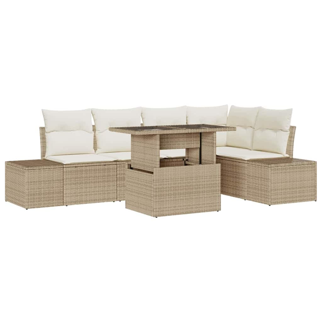 vidaXL Conjunto de Sofá de Jardim 6 pcs Bege Rattan Sintético