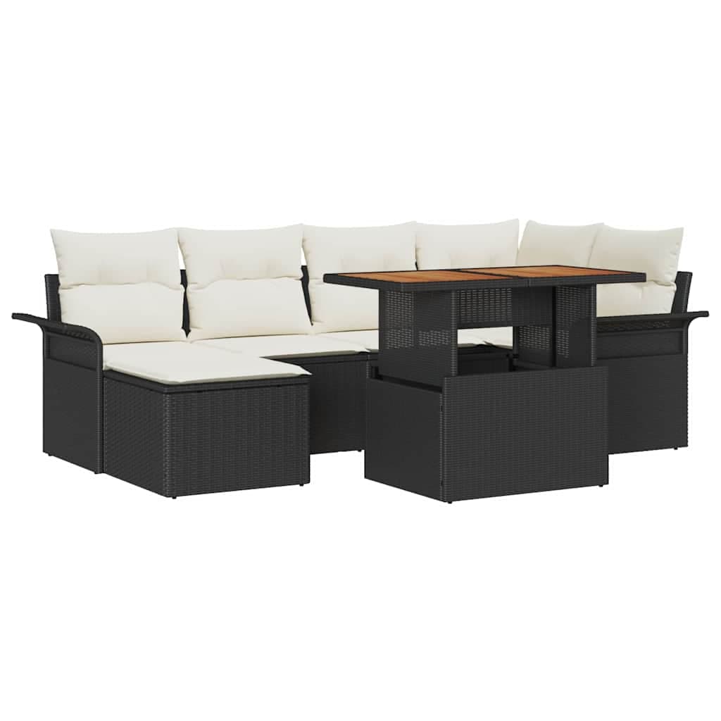 vidaXL Conjunto de Sofá de Jardim 7 pcs Preto Rattan Sintético