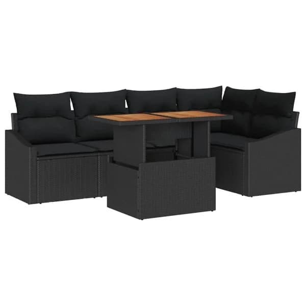 vidaXL Conjunto de Sofá de Jardim 6 Peças Preto Rattan Sintético - 2683740085
