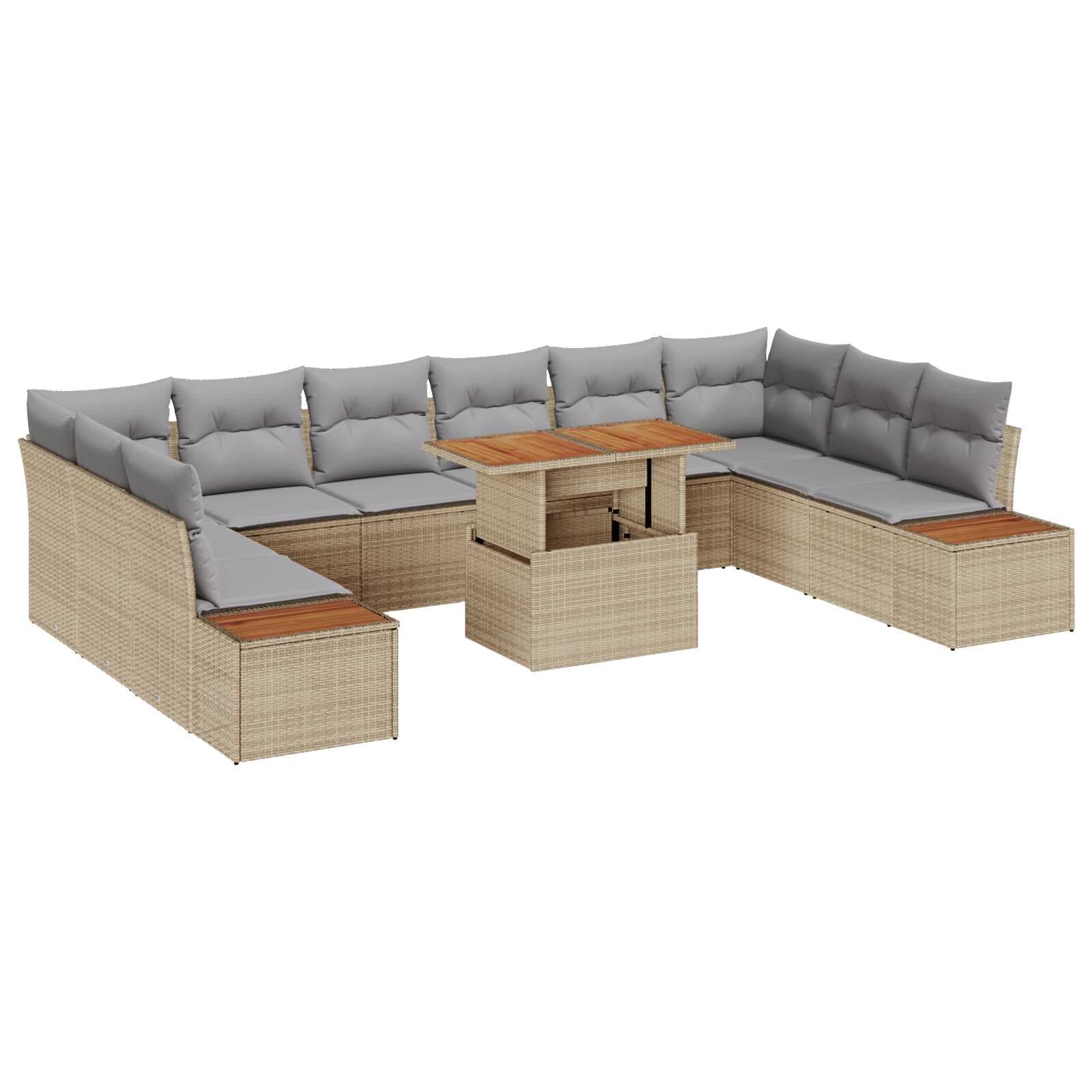 vidaXL Conjunto de Sofá de Jardim 11 Peças Bege Rattan Sintético - 3048542990