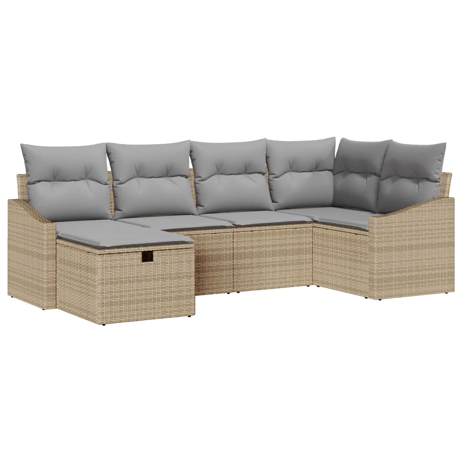 vidaXL Conjunto de Sofás com almofada 6 pcs Bege e Cinza Claro vime PE