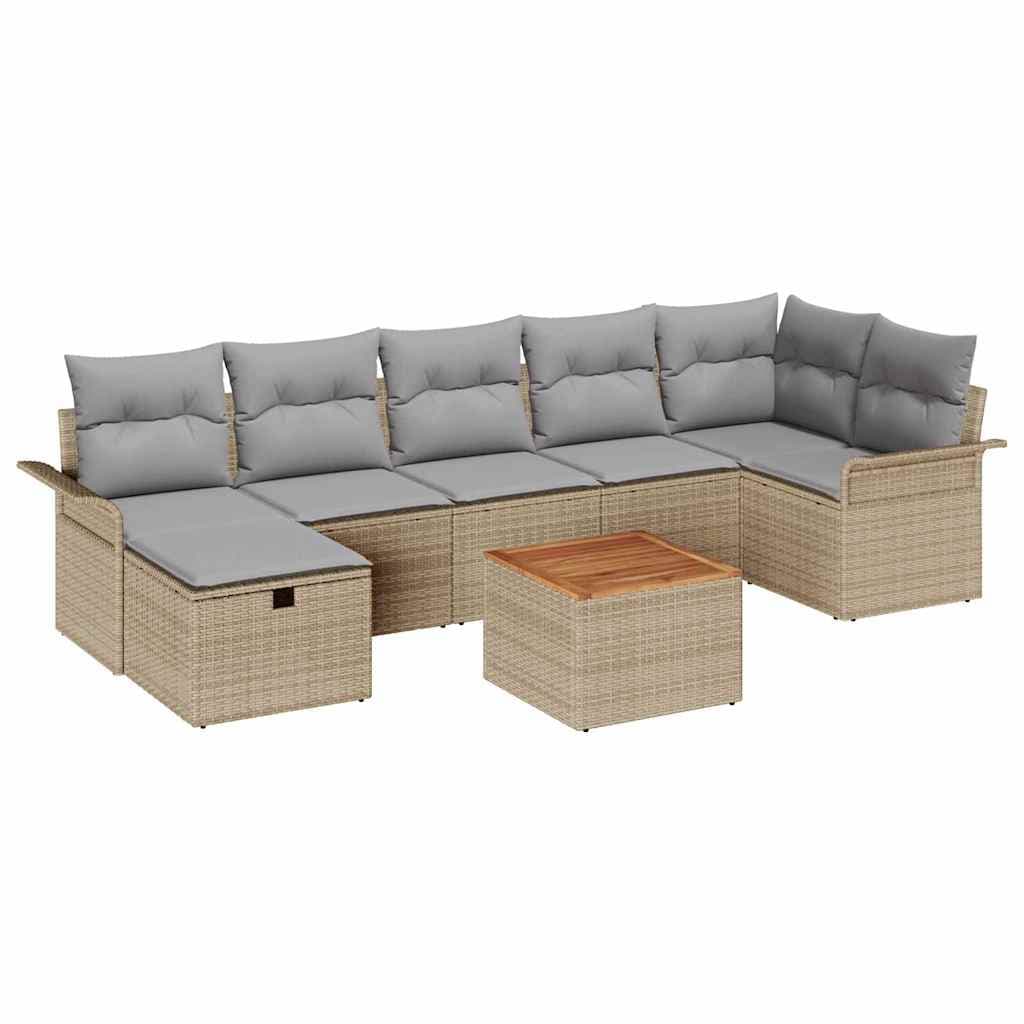 vidaXL Conjunto de Sofá de Jardim 8 pcs Bege Rattan Sintético