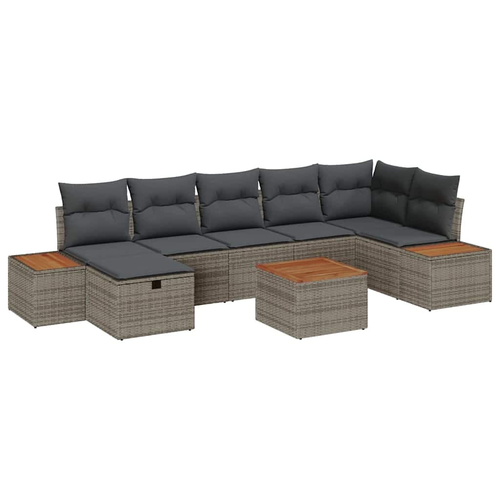 vidaXL Conjunto de Sofá de Jardim 8 pcs Cinzeto Rattan Sintético