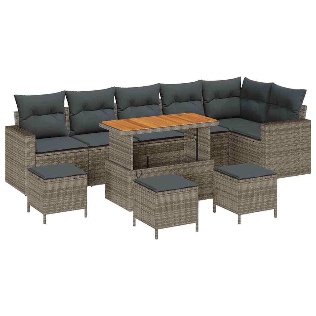 vidaXL Conjunto de Sofá de Jardim com almofada 12 pcs Cinzeto vime PE