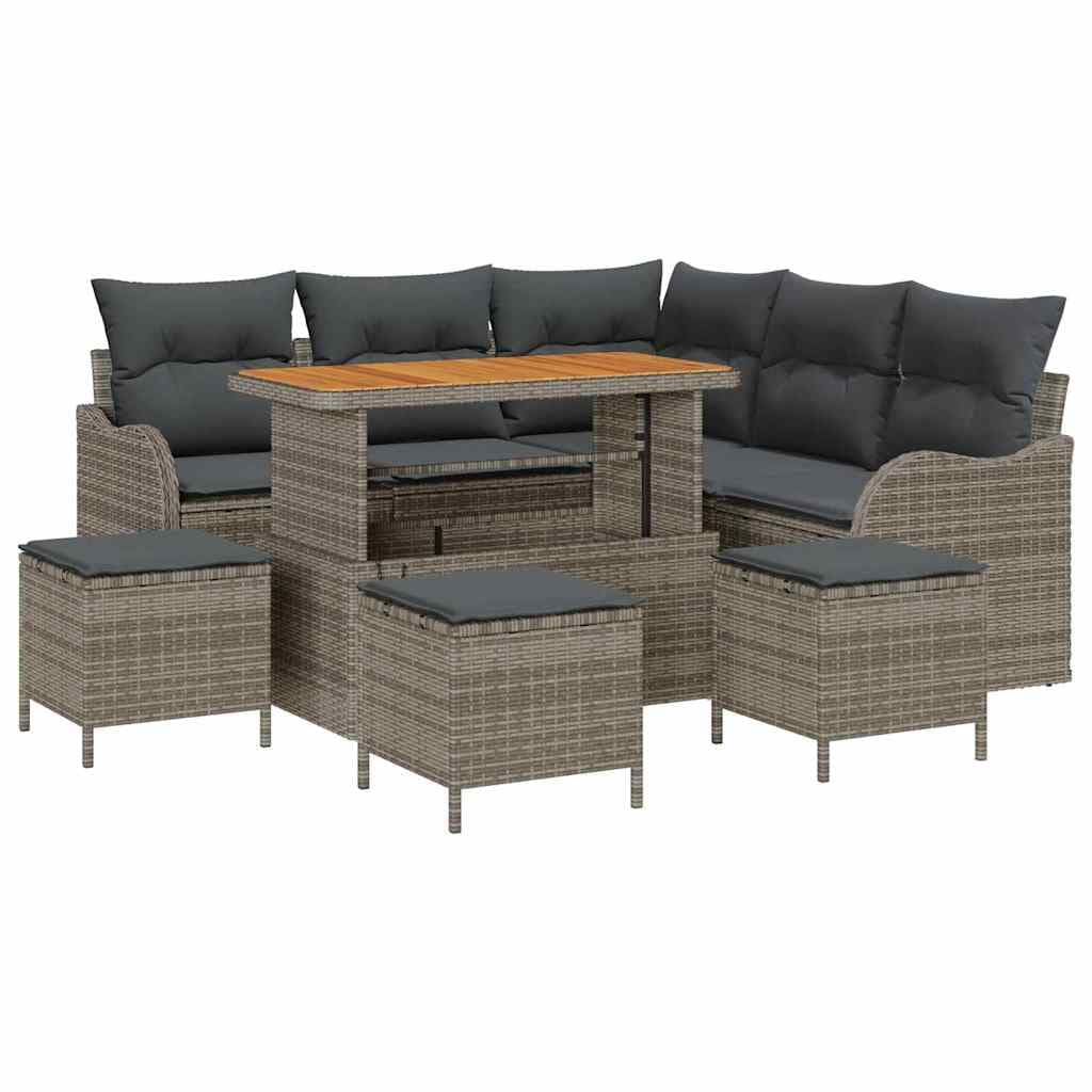 vidaXL Conjunto de Sofá de Jardim com almofada 9 pcs Cinzeto
