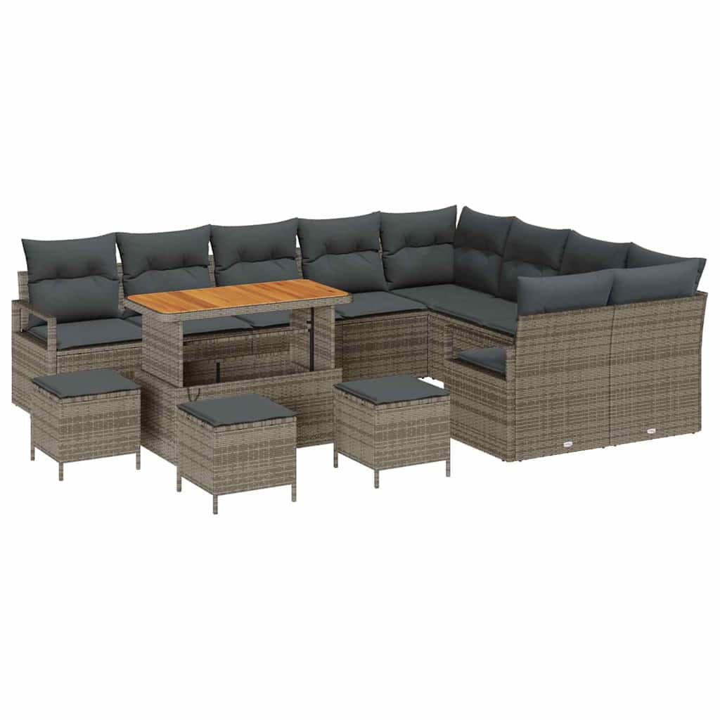 vidaXL Conjunto de Sofá de Jardim com almofada 13 pcs Cinzeto