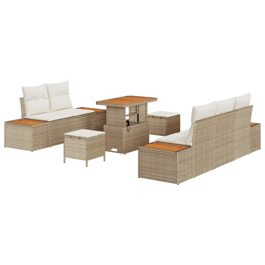 vidaXL Conjunto de Sofá de Jardim com almofada 8 pcs Bege e Creme