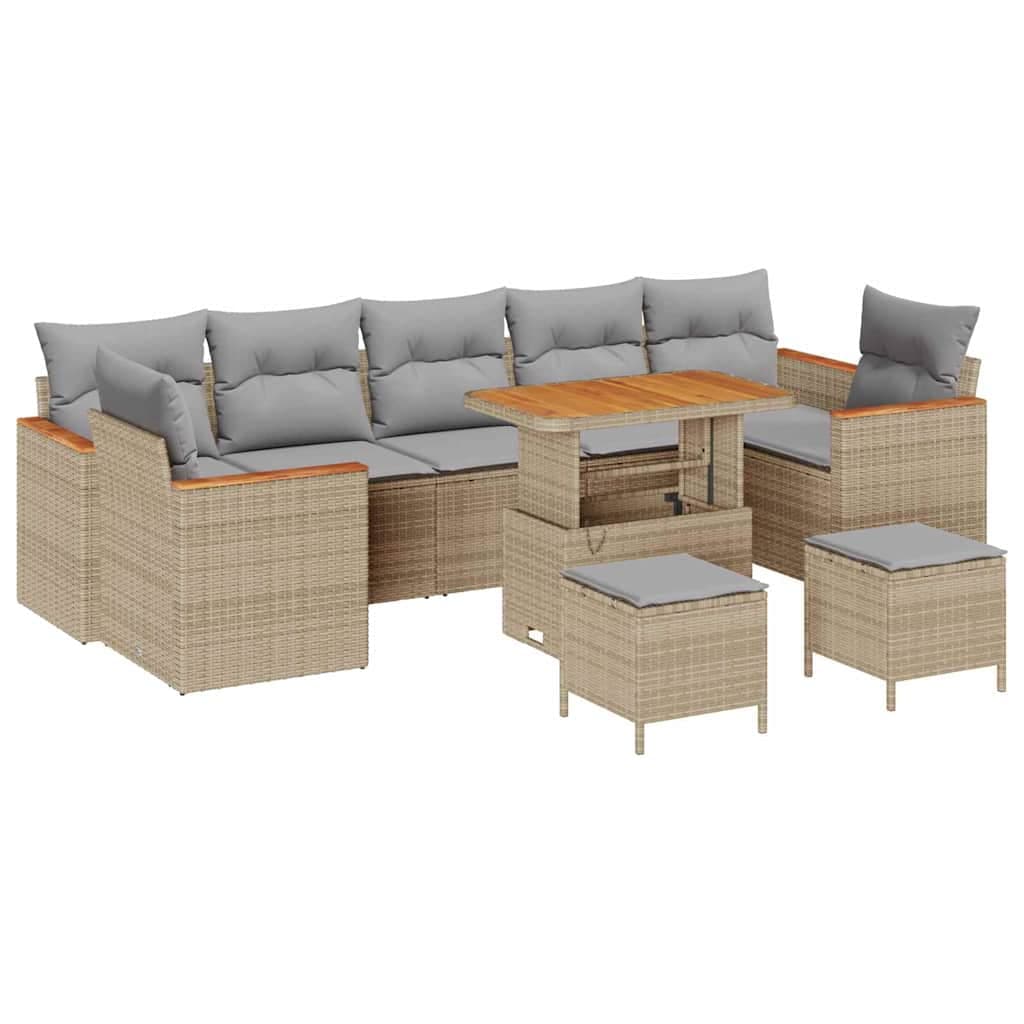 vidaXL Conjunto de Sofá de Jardim 10 pcs Bege Rattan Sintético