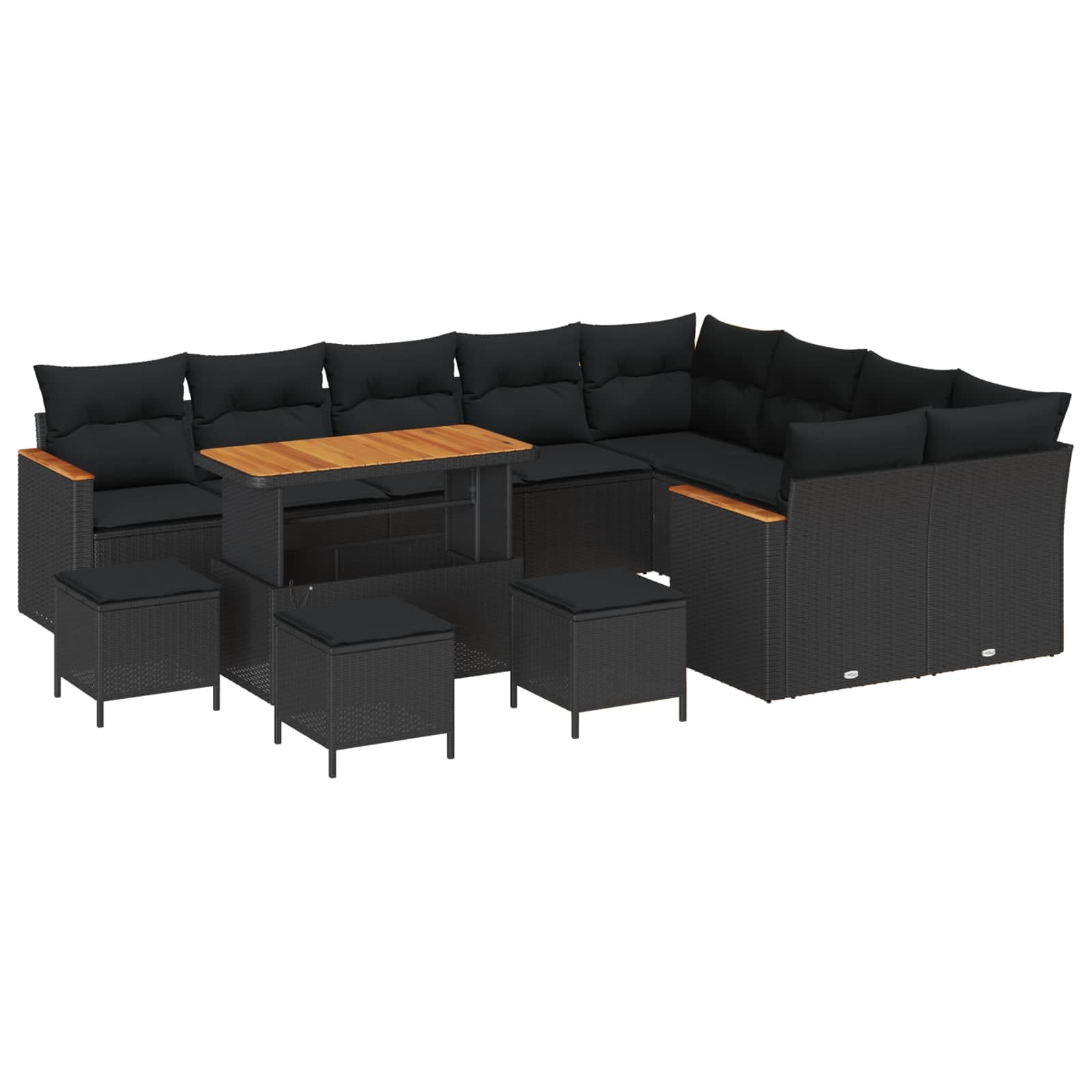 vidaXL Conjunto de Sofá de Jardim 13 pcs Preto Rattan de Polipropileno