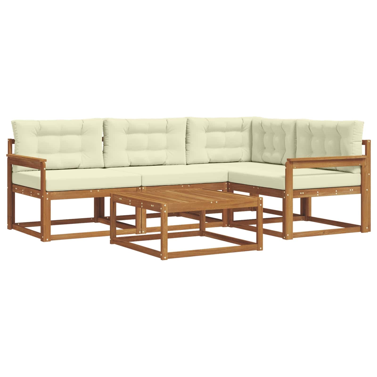 vidaXL Conjunto de Sofás para Exterior 5 pcs Natural e Creme