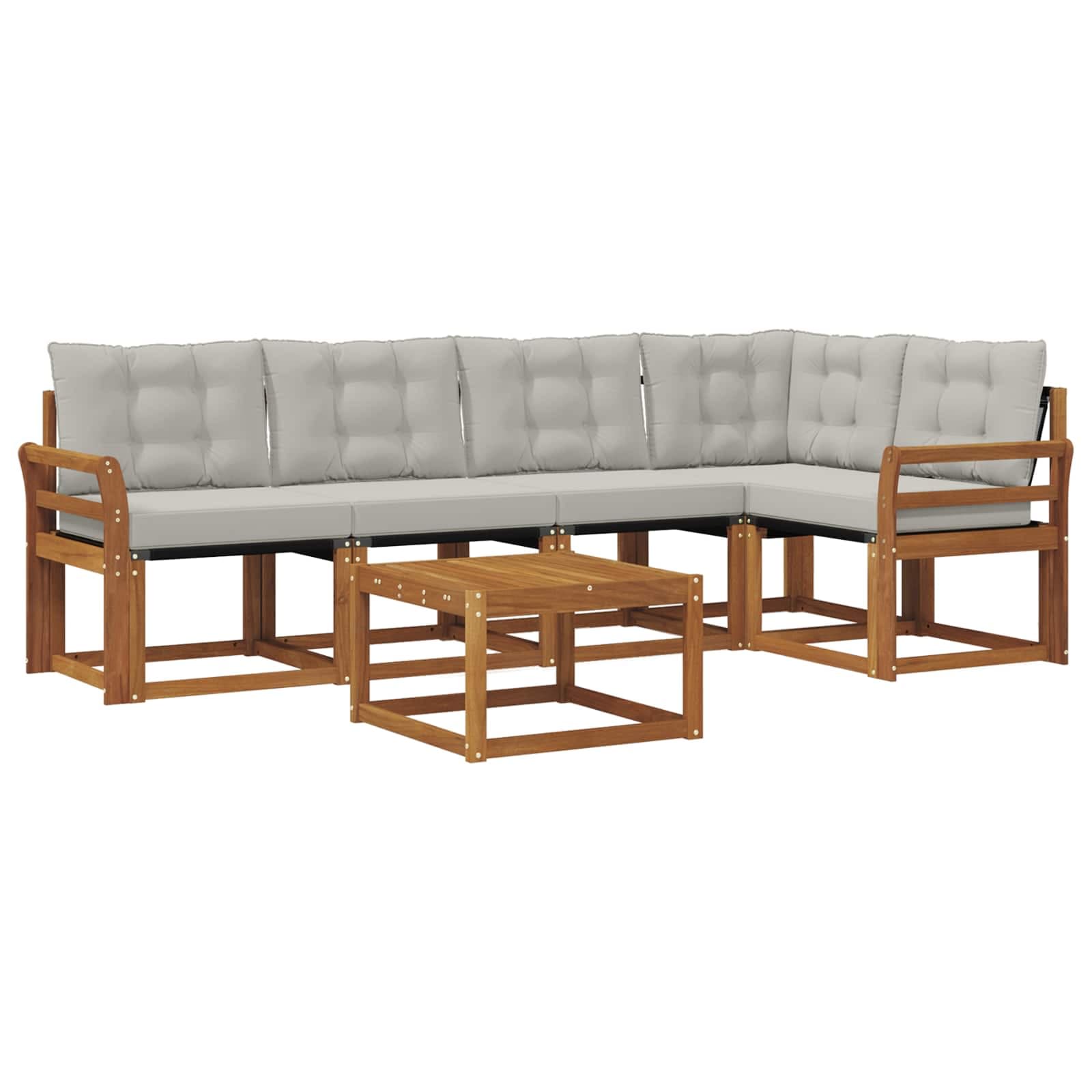 vidaXL Conjunto de Sofás para Exterior 6 Peças Cinza Natural e Claro - 1246297728