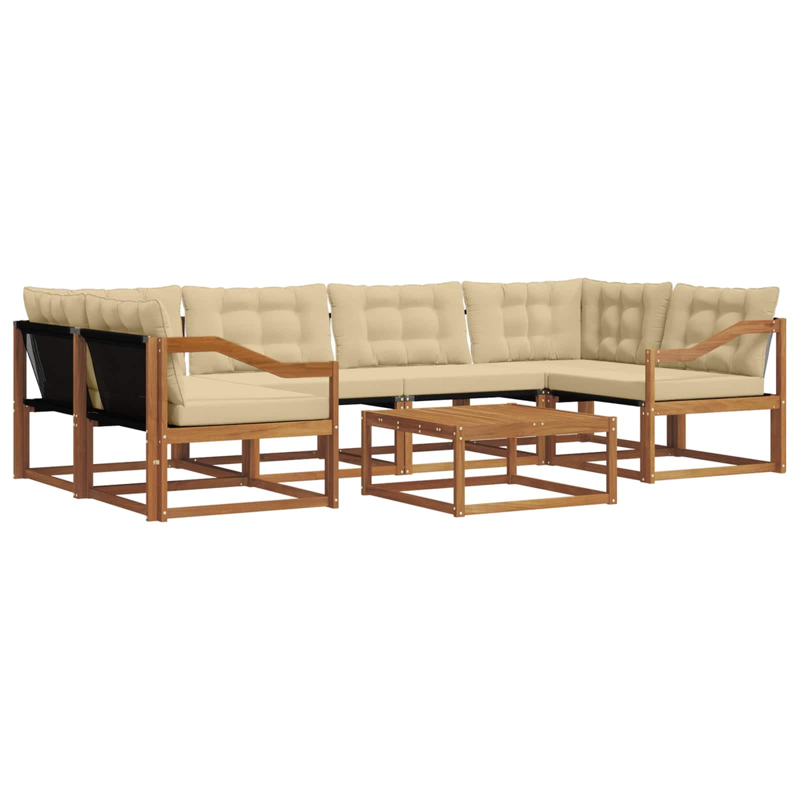 vidaXL Conjunto de Sofás para Exterior 7 pcs Natural e Bege