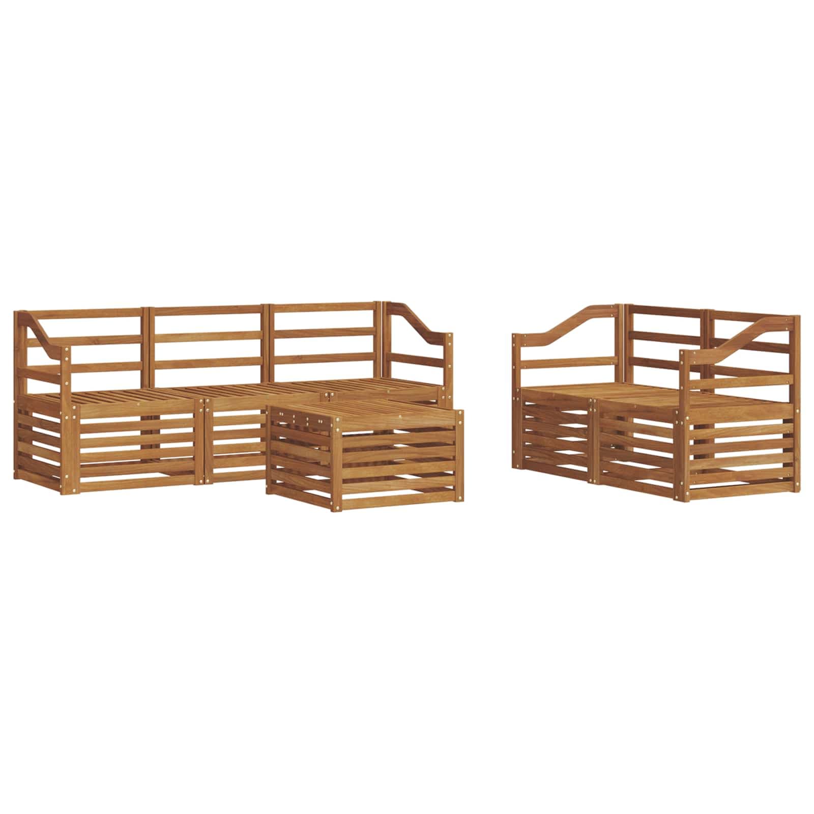vidaXL Conjuntos de sofás 6 pcs Natural Madeira Sólida de Acácia