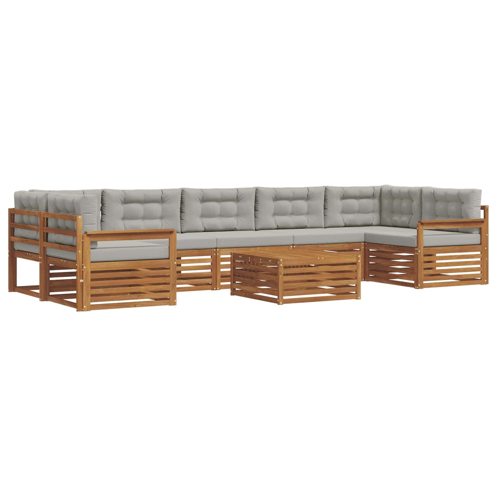 vidaXL Conjunto de Sofás para Exterior 24 Peças Cinza Natural e Claro - 3416129358