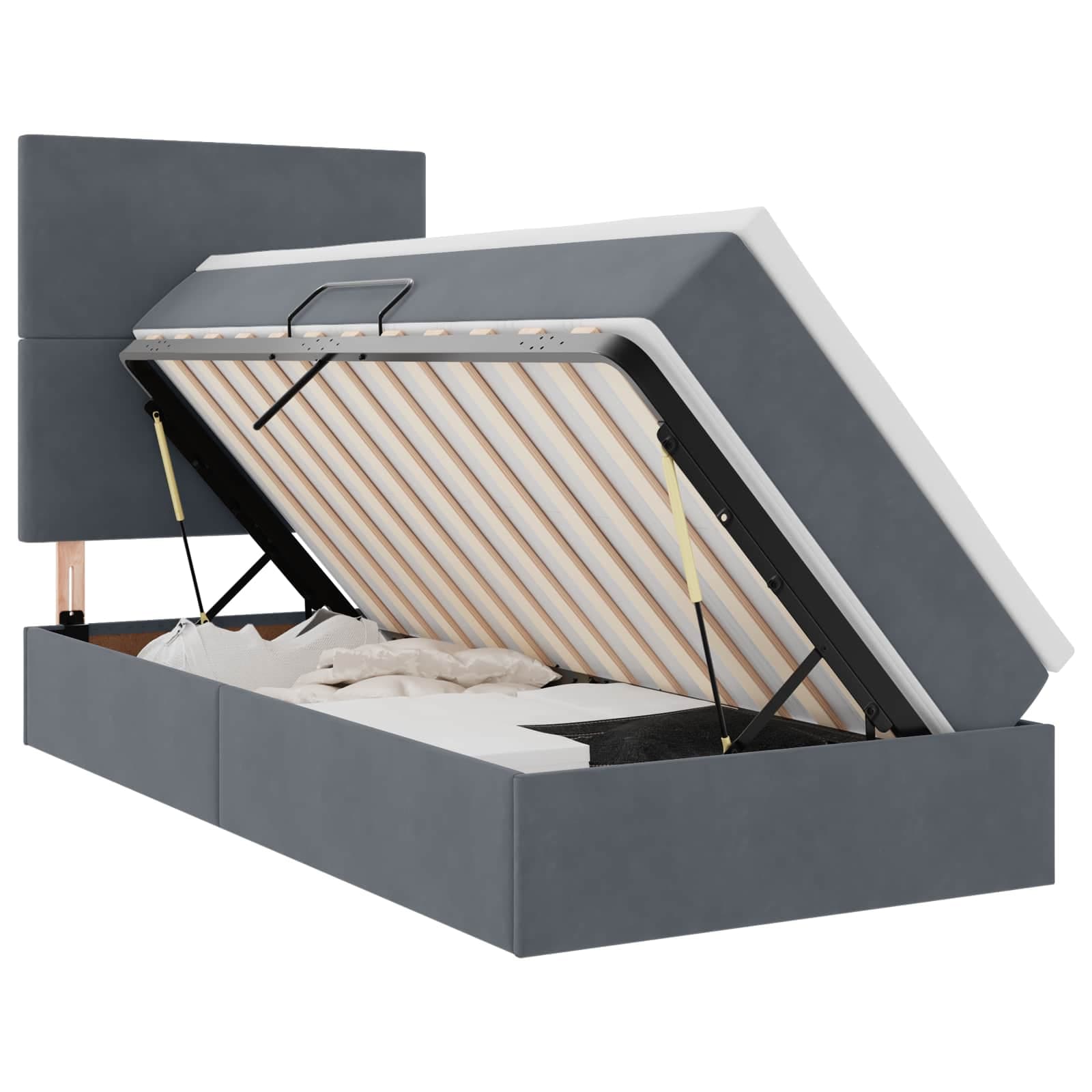 vidaXL Cama com arrumação e colchão Cinza Escuro 90 x 200 cm Veludo
