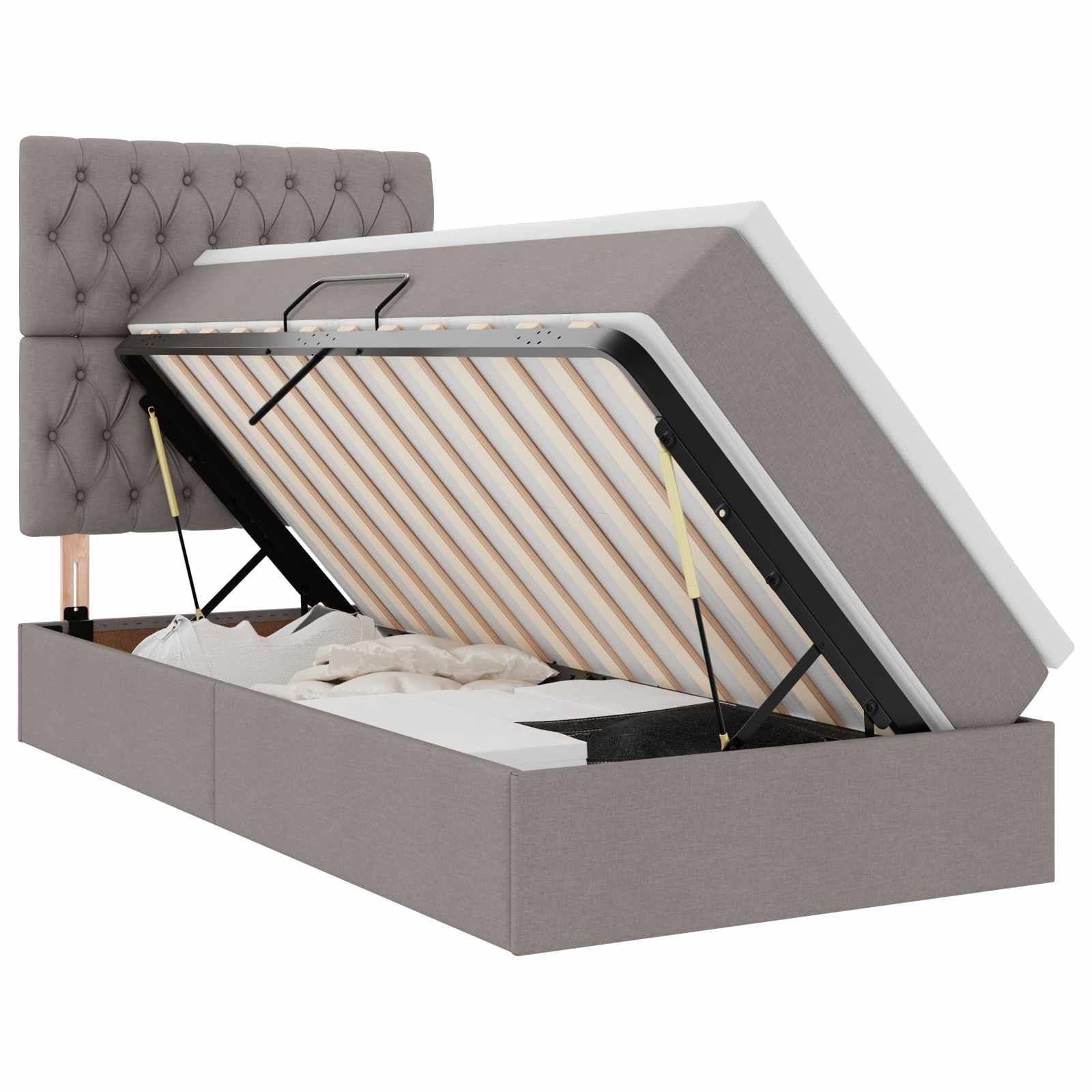 vidaXL Cama de Armazenamento LED com Colchão Cinzento-acastanhado