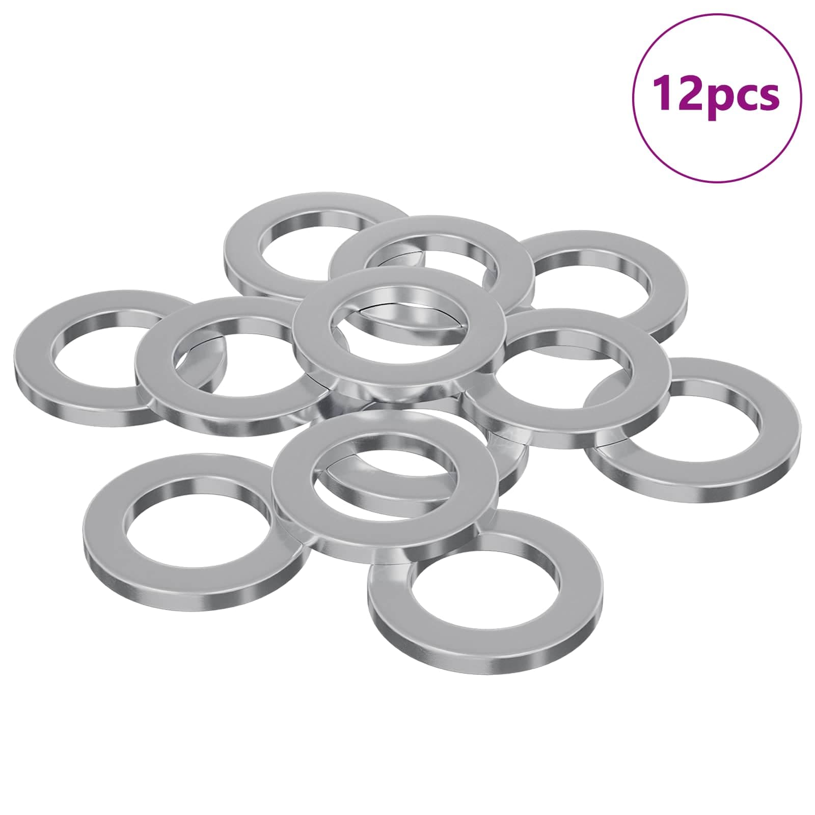 vidaXL Arruelas 12 pcs Prateado 10 x 10 x 1,2 mm Ferro