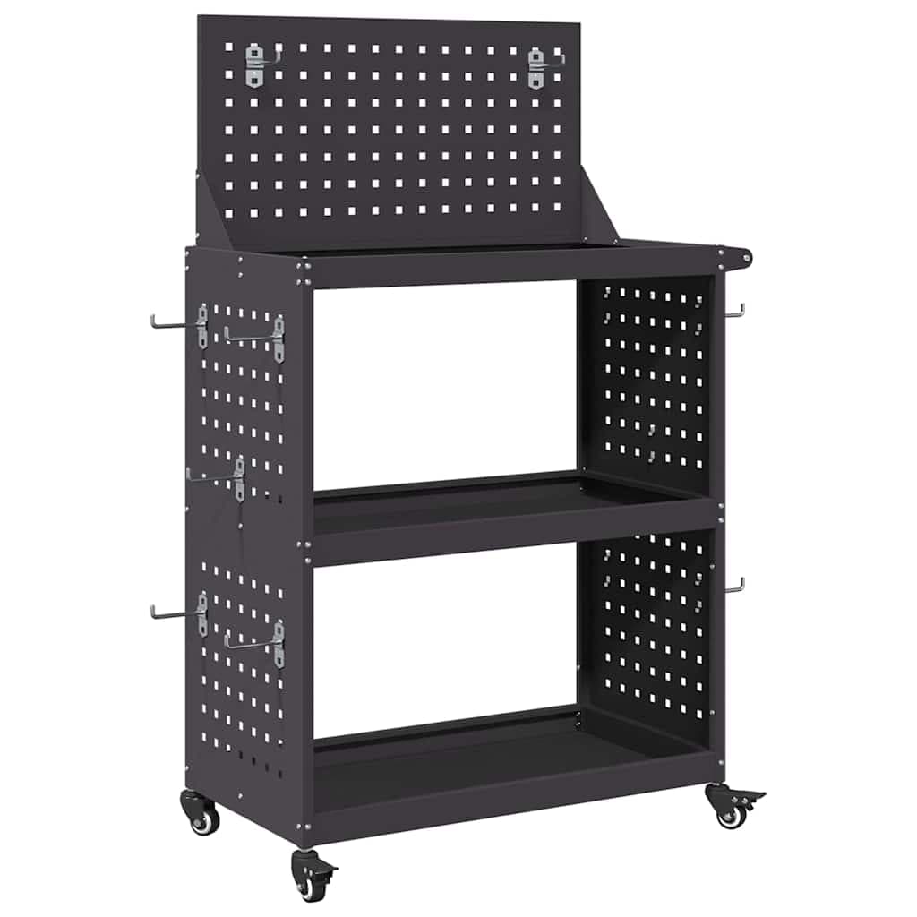 vidaXL Carro de Ferramentas Preto 65 x 35 x 111 cm Aço laminado a frio