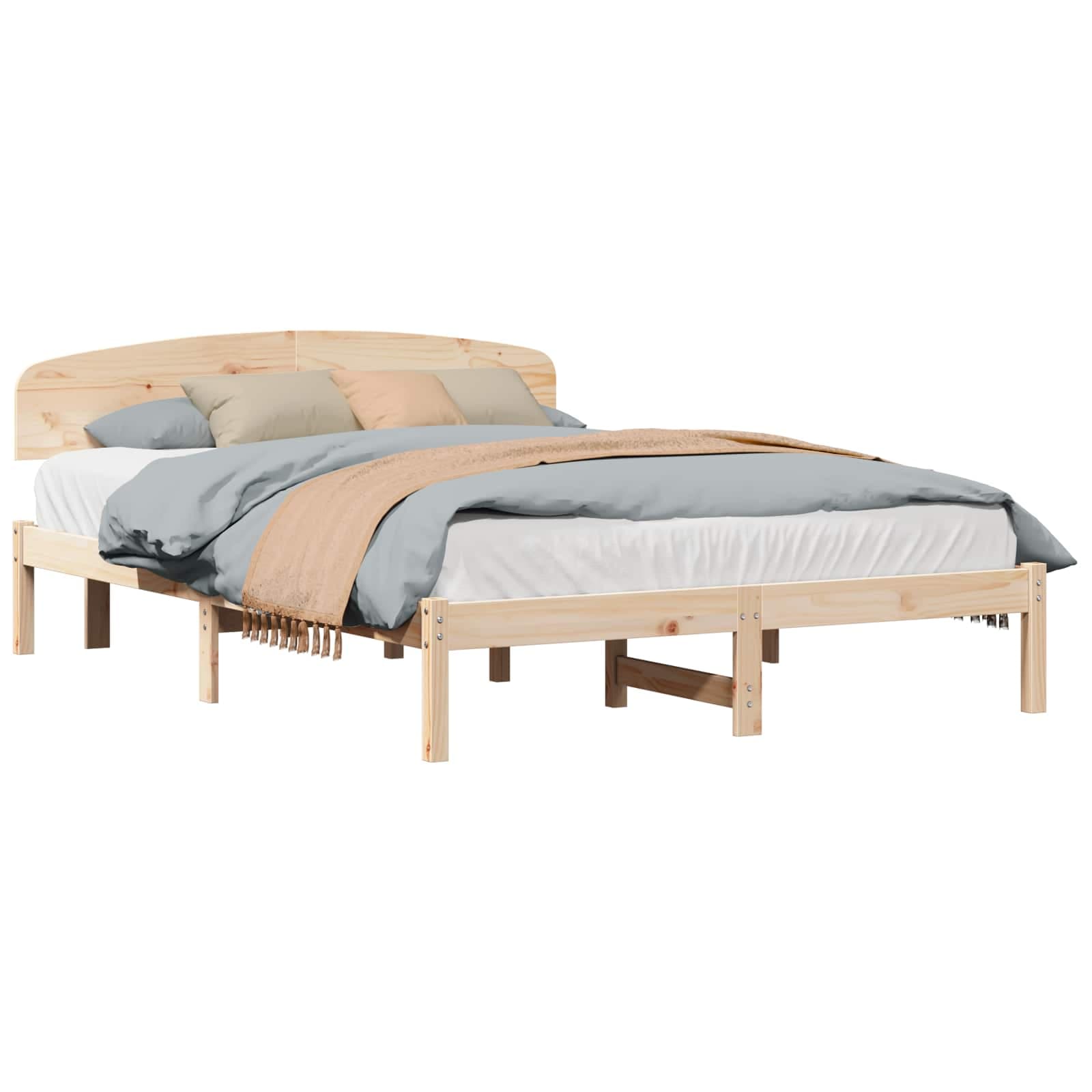 vidaXL Estrutura da Cama com cabeceira Natural 160 x 200 cm