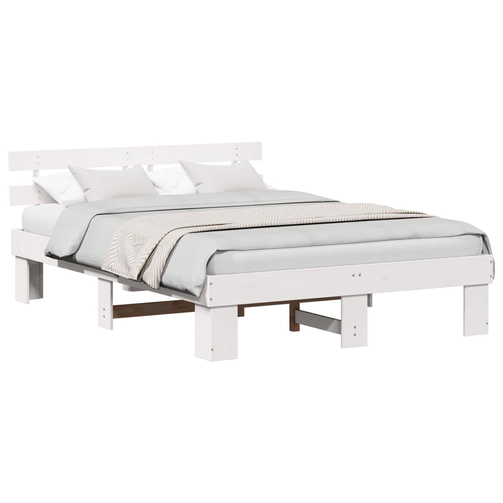 vidaXL Estrutura da Cama com cabeceira Branco 140 x 200 cm