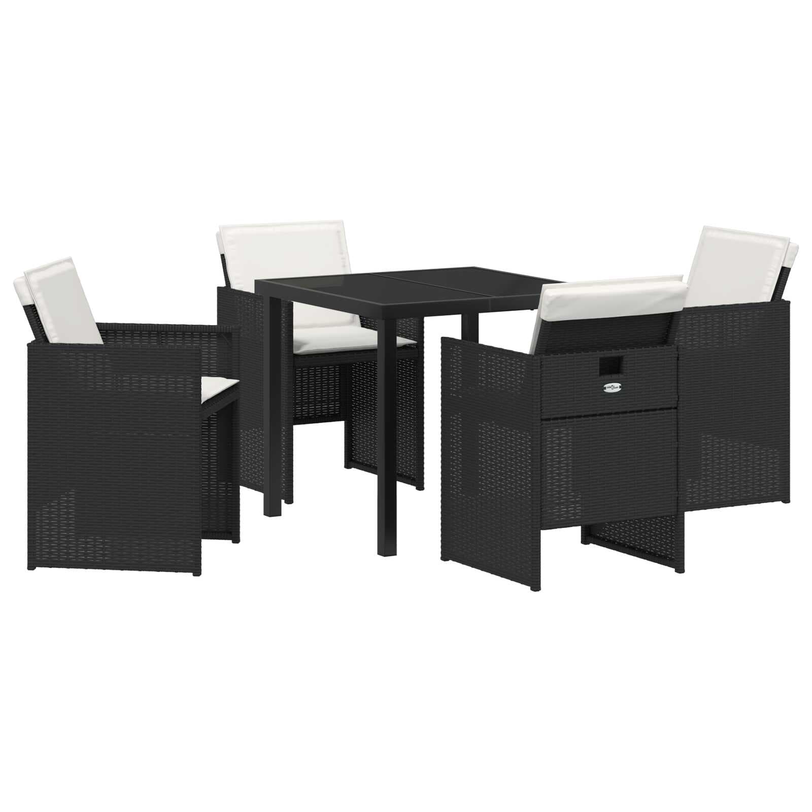 vidaXL Conjunto de Jantar para Jardim com almofada 5 pcs Preto vime PE
