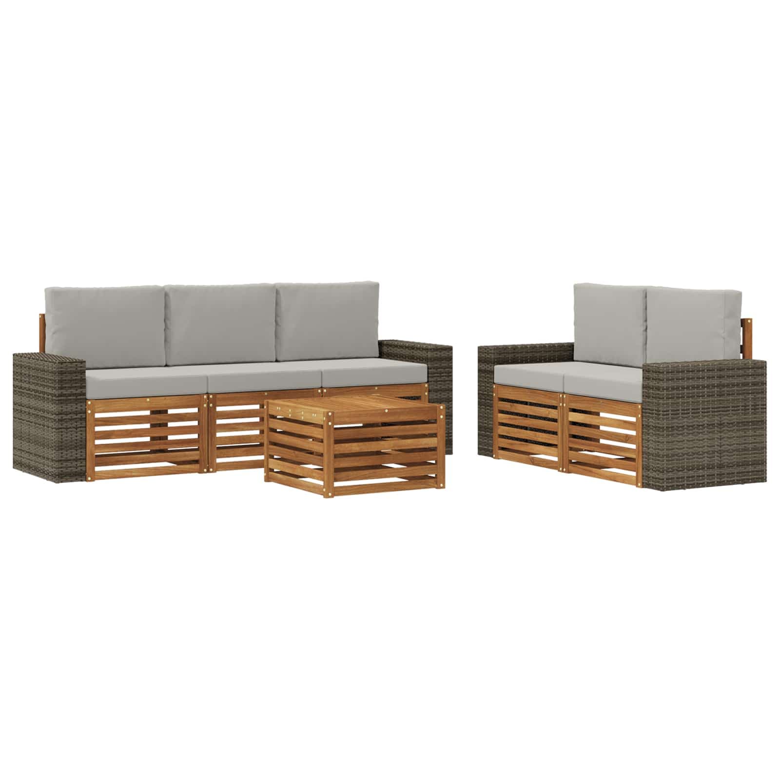 vidaXL Conjuntos de sofás com almofada 6 pcs Madeira Sólida de Acácia