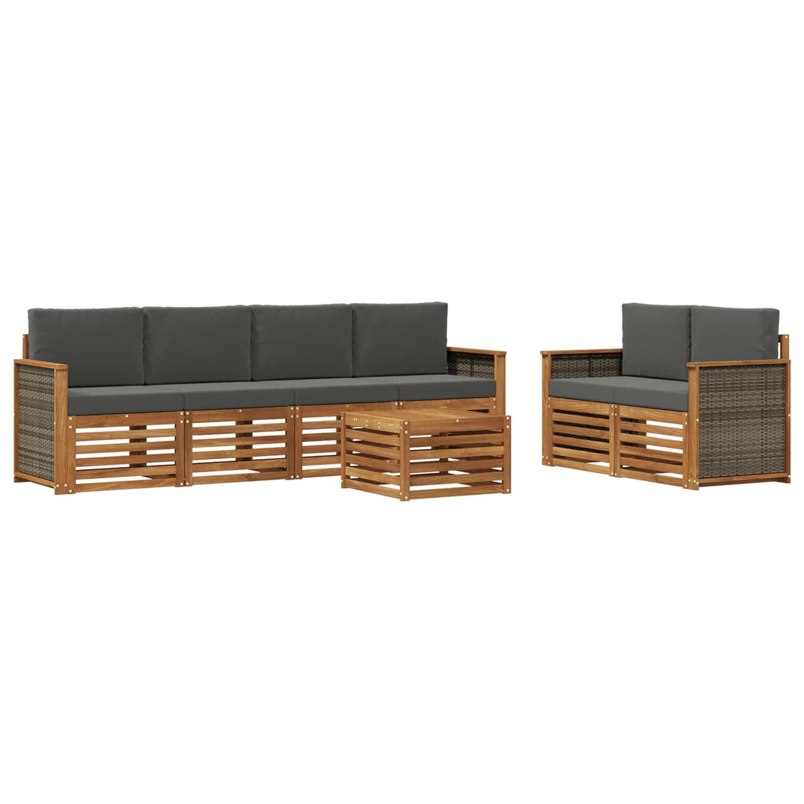 vidaXL Conjunto de Sofás para Exterior 7 pcs Natural e Antracite