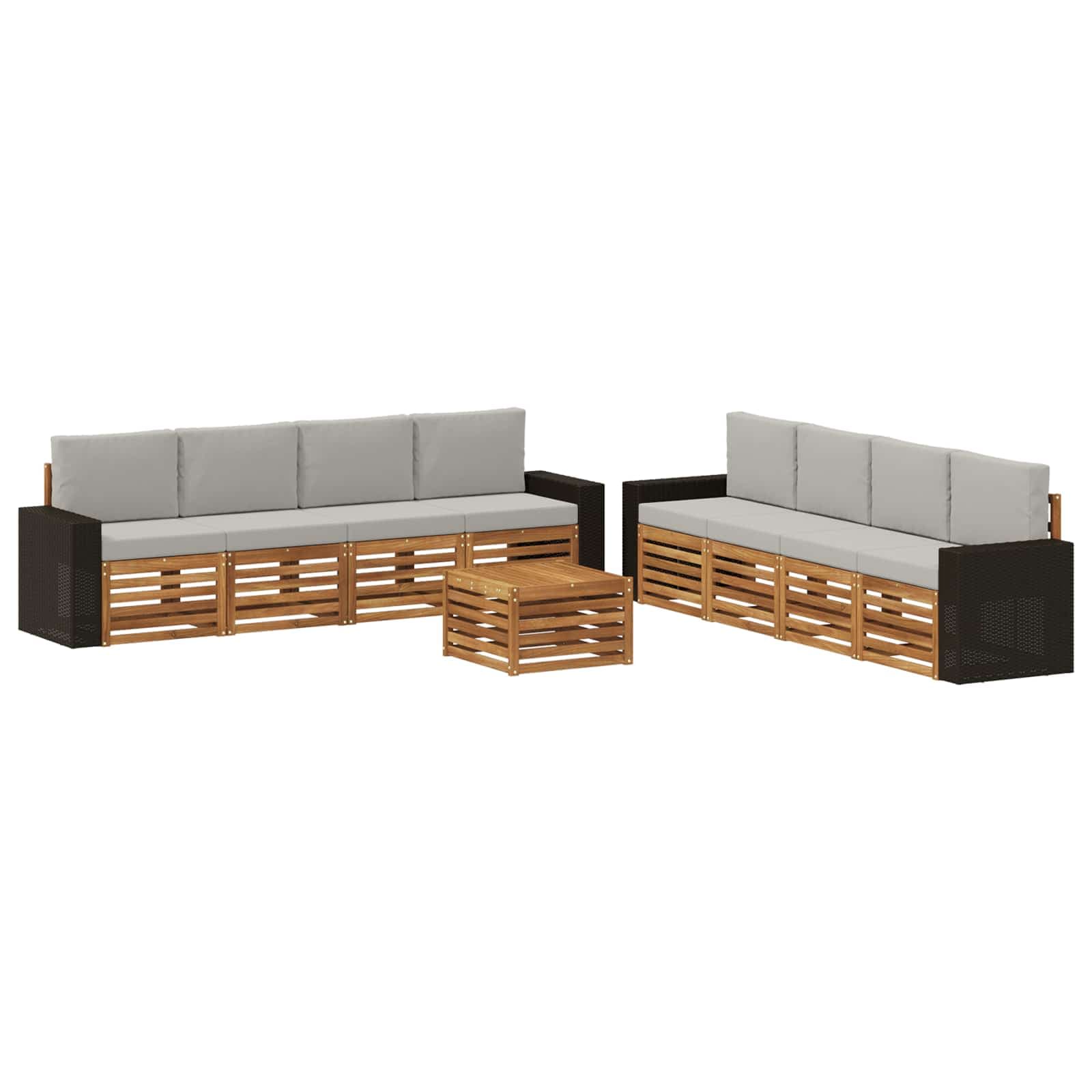 vidaXL Conjuntos de sofás com almofada 9 pcs Madeira Sólida de Acácia