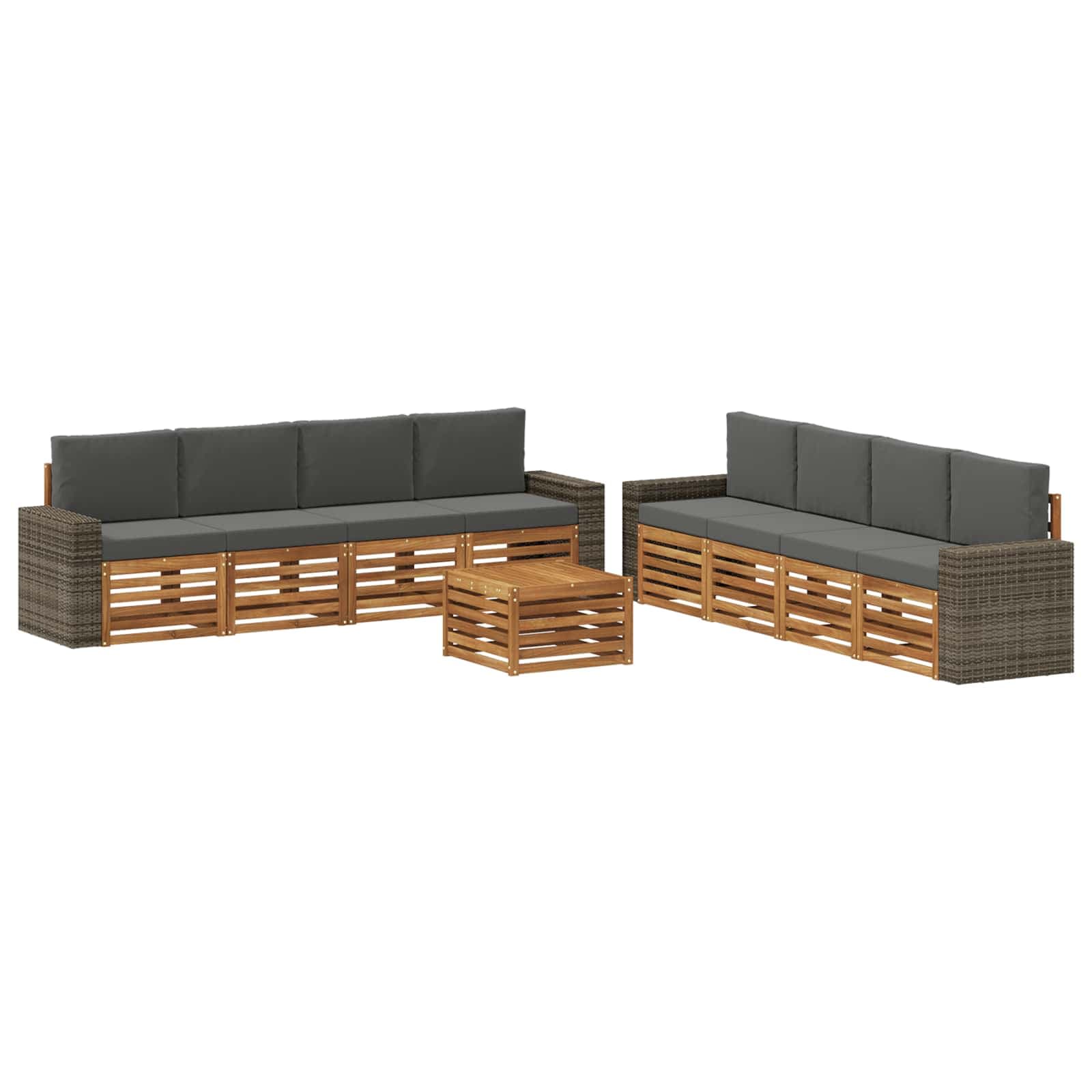 vidaXL Conjuntos de sofás com almofada 9 pcs Madeira Sólida de Acácia