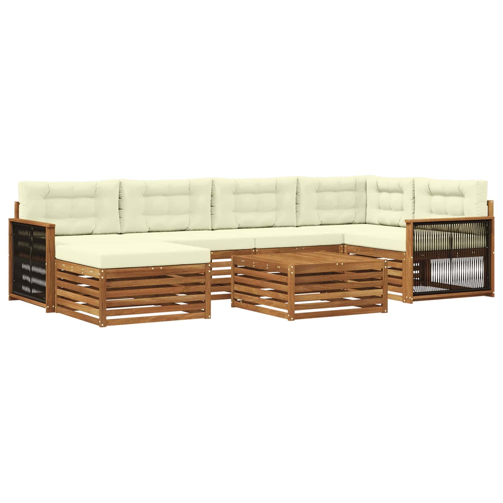 vidaXL Conjunto de Sofás para Exterior 7 pcs Natural e Creme