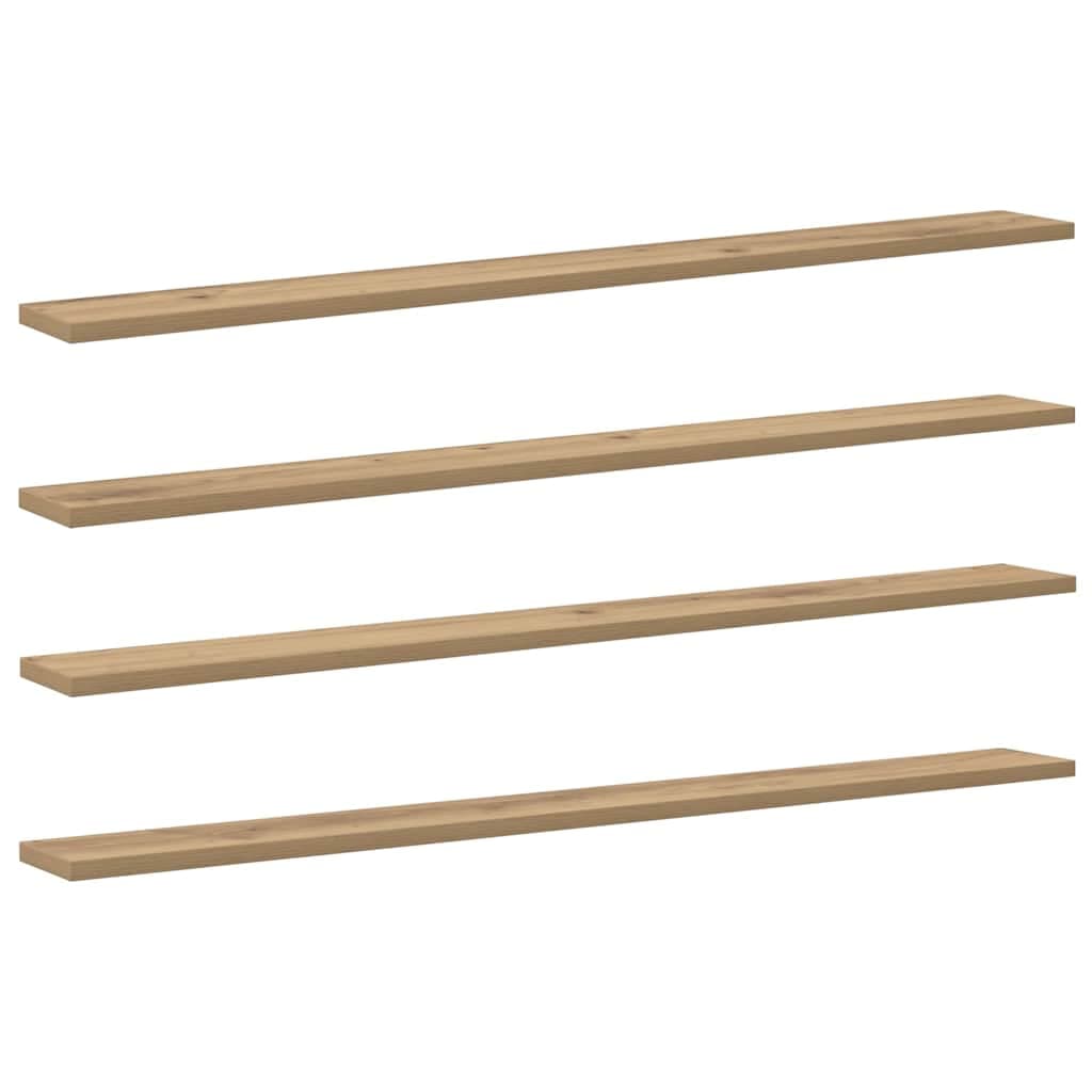 vidaXL Estante de Prateleira 4 pcs Castanho 100 x 10 x 1,5 cm