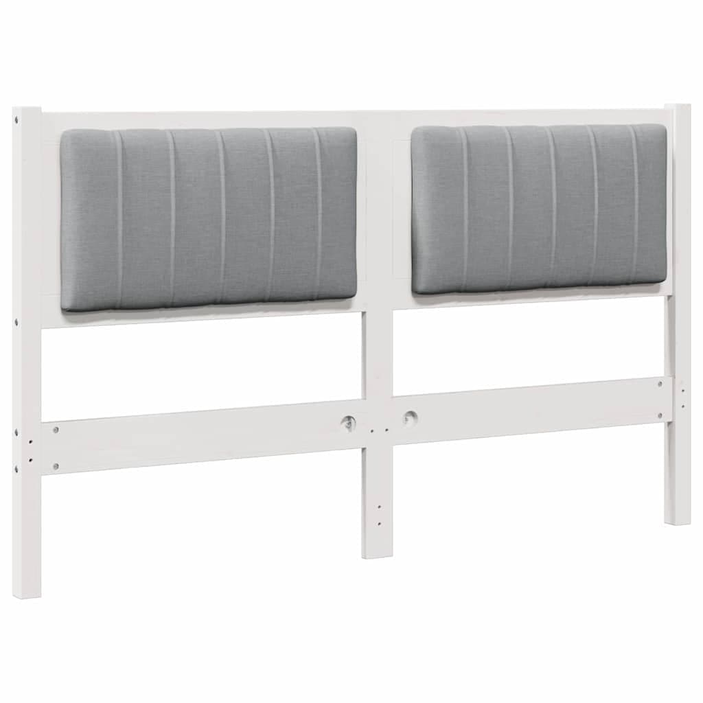 vidaXL Cabeceira estofada Branco 140 cm Madeira de Pinheiro Sólida