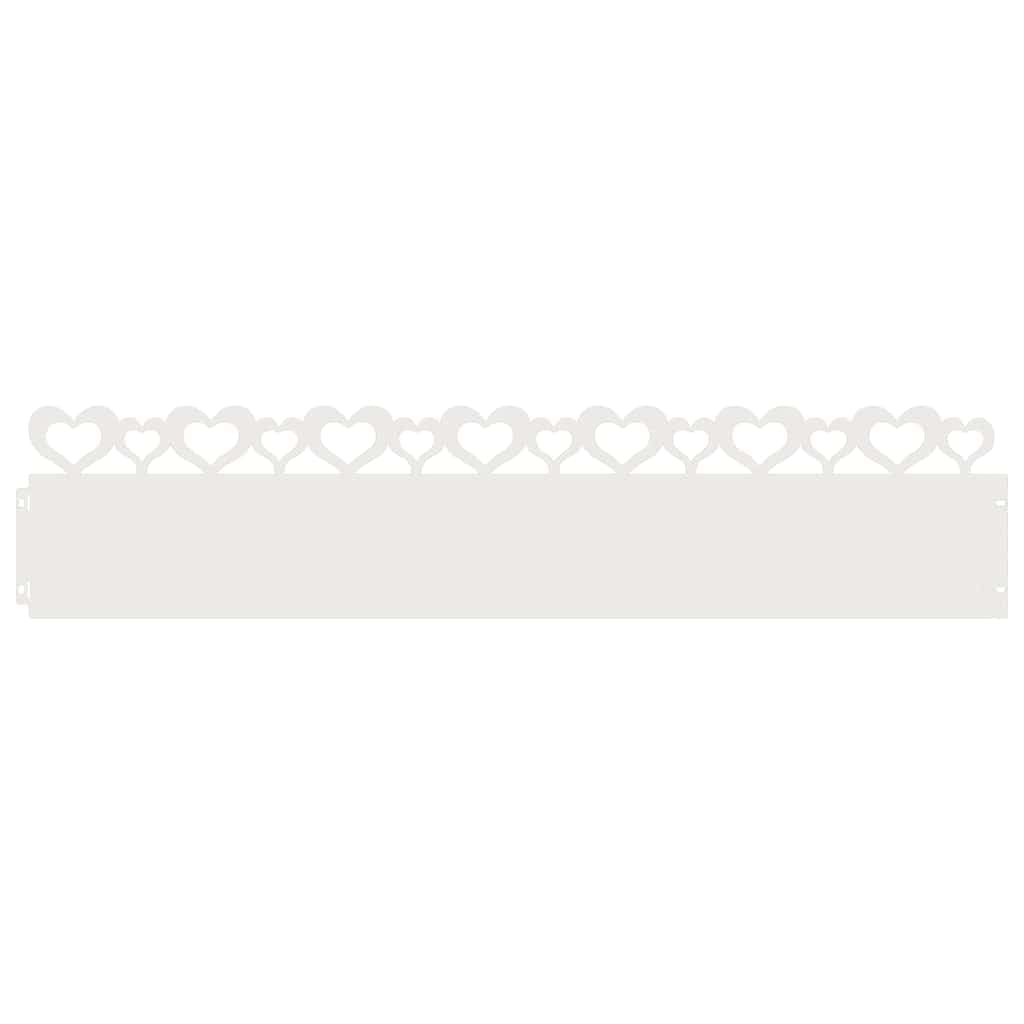 vidaXL Delimitadores de relvado 10 pcs Branco 103 x 0,05 x 22 cm Aço