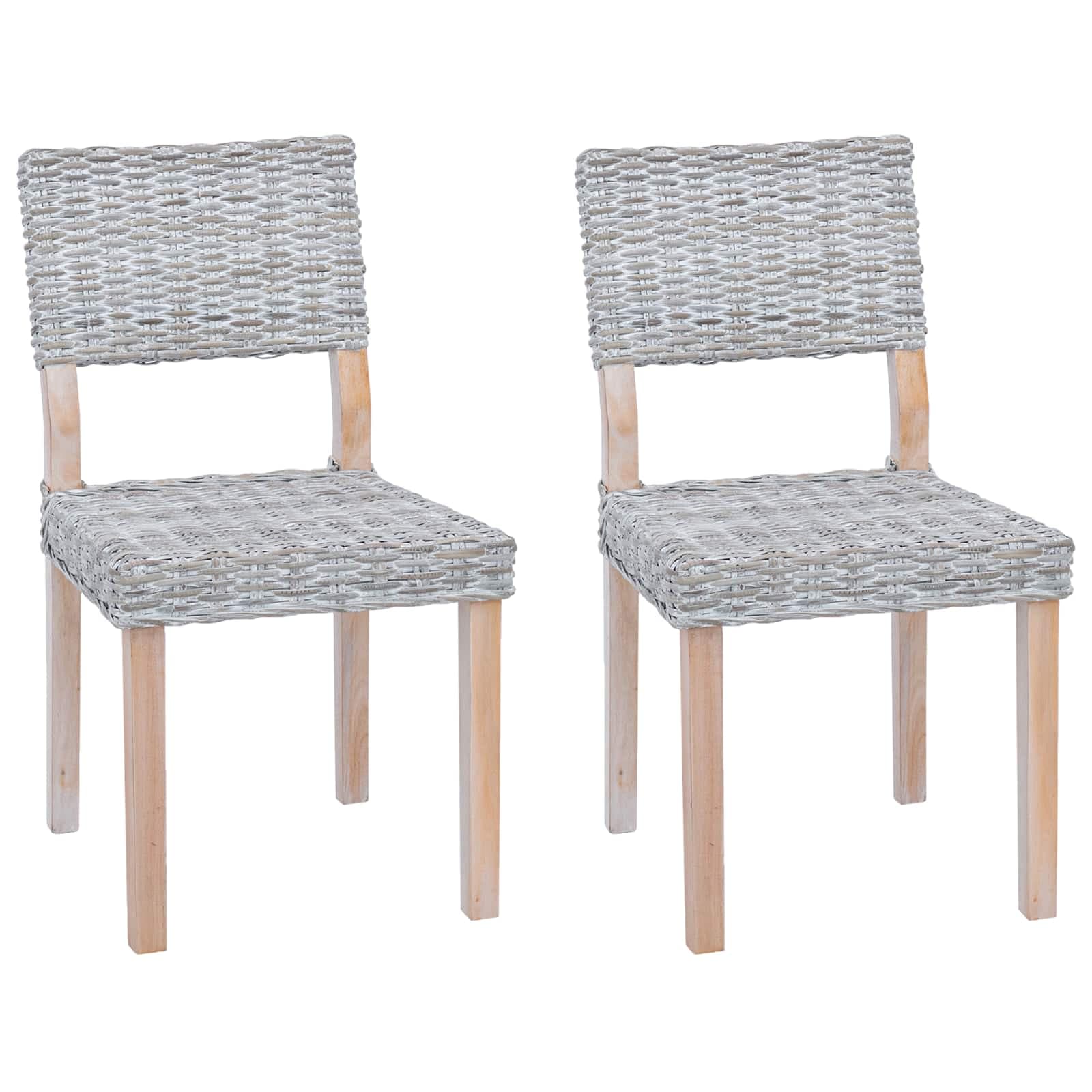 vidaXL Cadeira de jantar 2 pcs Rattan Kubu Branco lavado