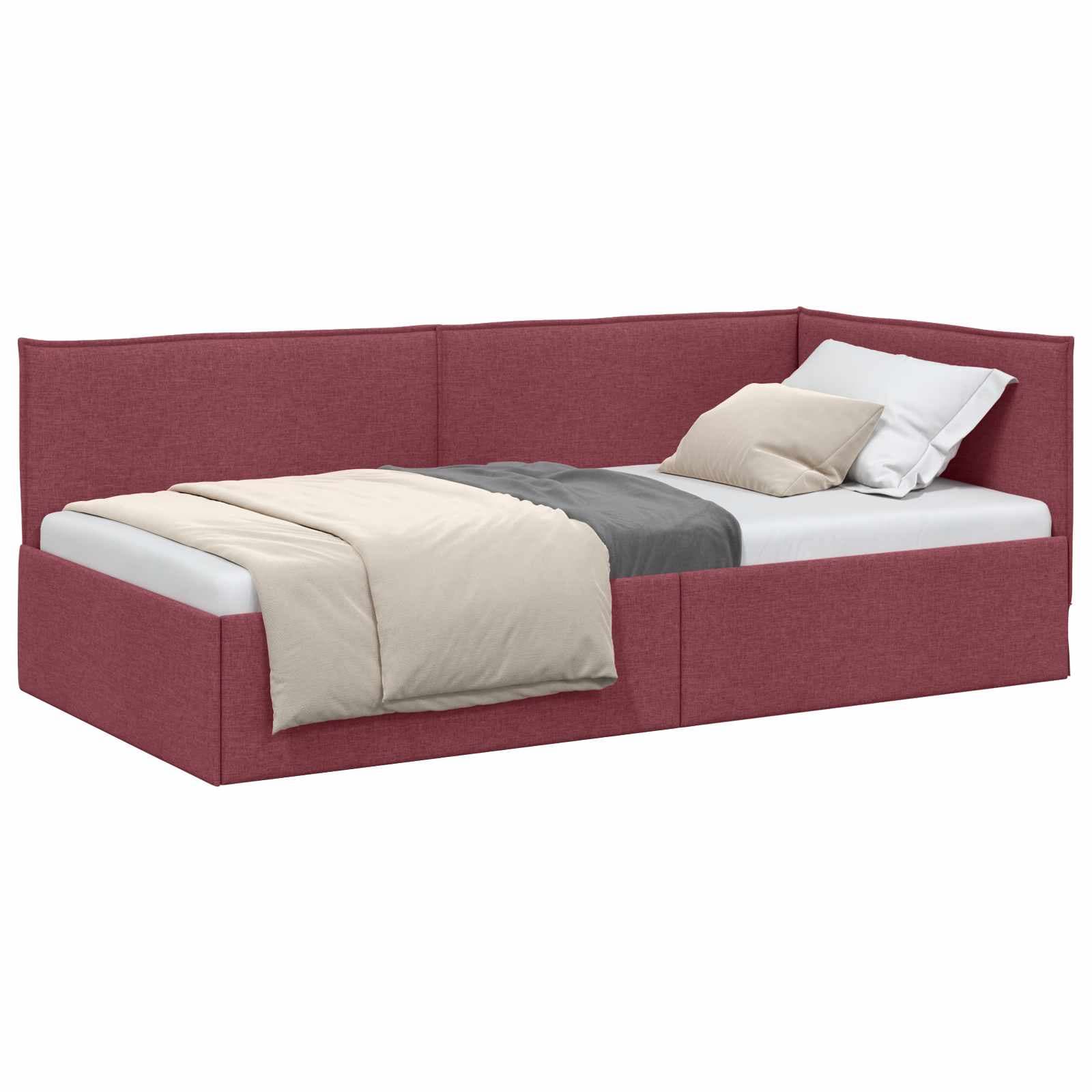 vidaXL Estrutura de Cama de Canto Vinho Vermelho 100 x 200 cm tecido